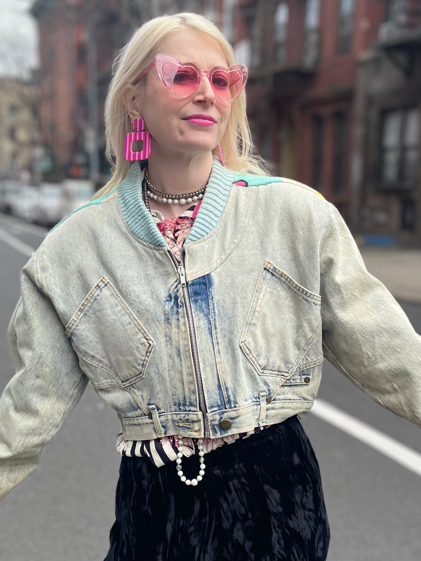 Vintage 80s Patchwork Garfield Cropped Jean Jacket - Spark Pretty