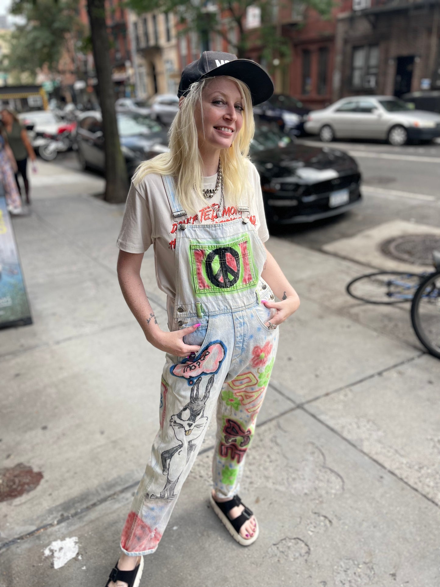 Vintage 90s Hand Illustrated Overalls - Spark Pretty