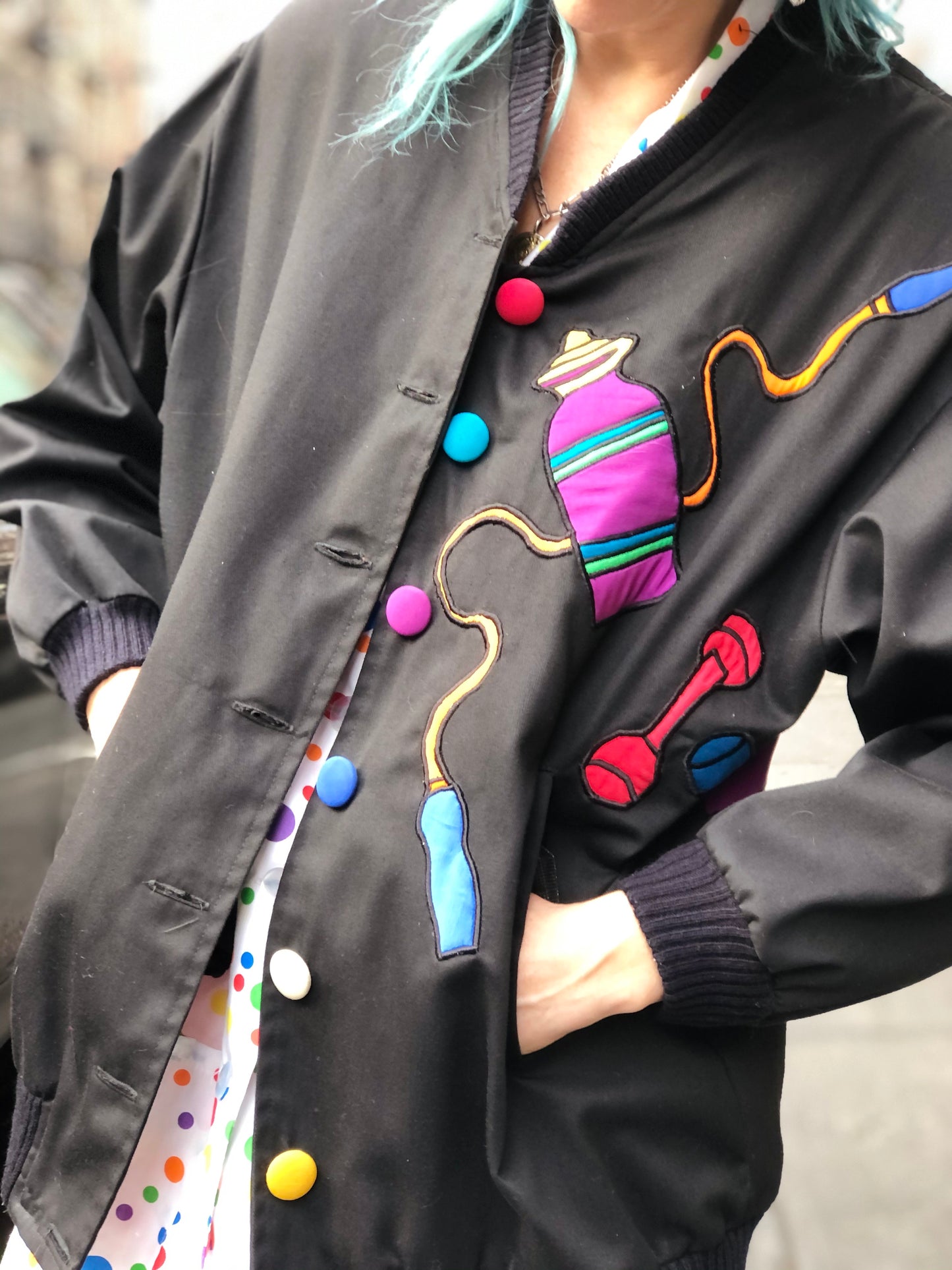 Vintage 80s/ 90s Novelty Theme Colorful Jacket - Spark Pretty