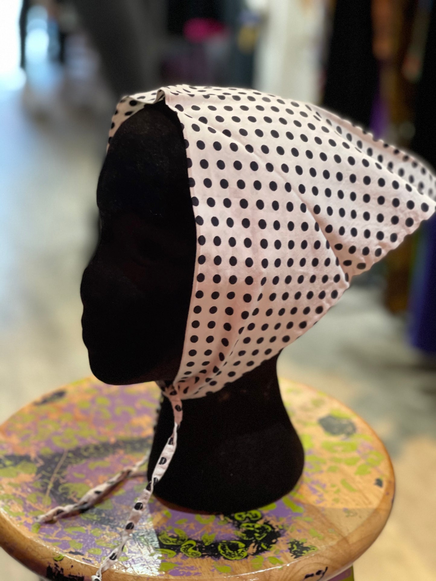 Vintage 70s Polka Dot Print Head Scarf Bandana - Spark Pretty
