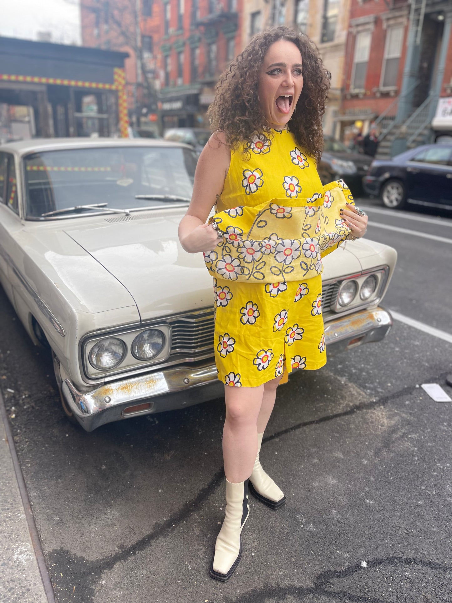 Vintage 70s Yellow Floral Plus Size Romper - Spark Pretty
