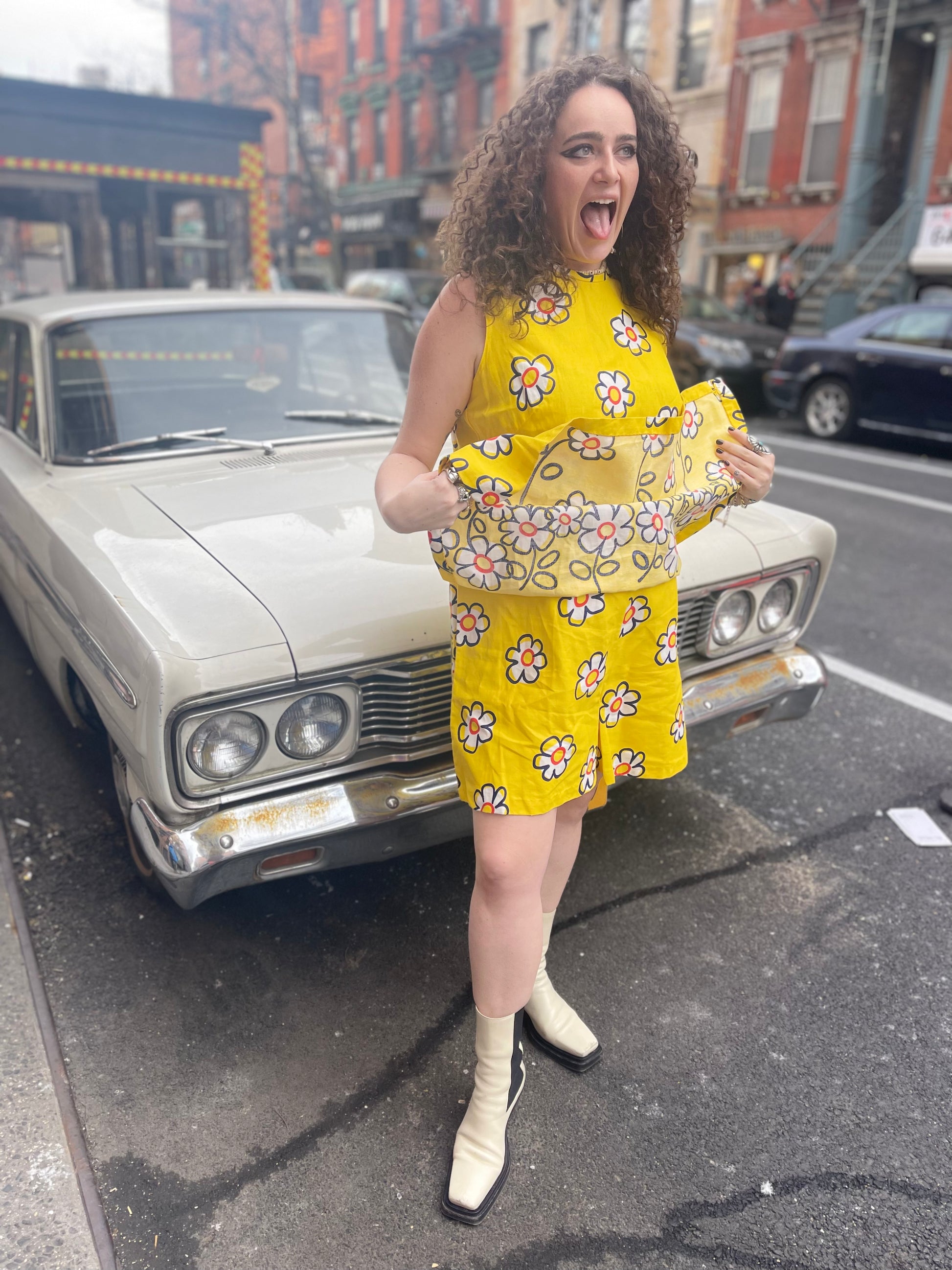 Vintage 70s Yellow Floral Plus Size Romper - Spark Pretty