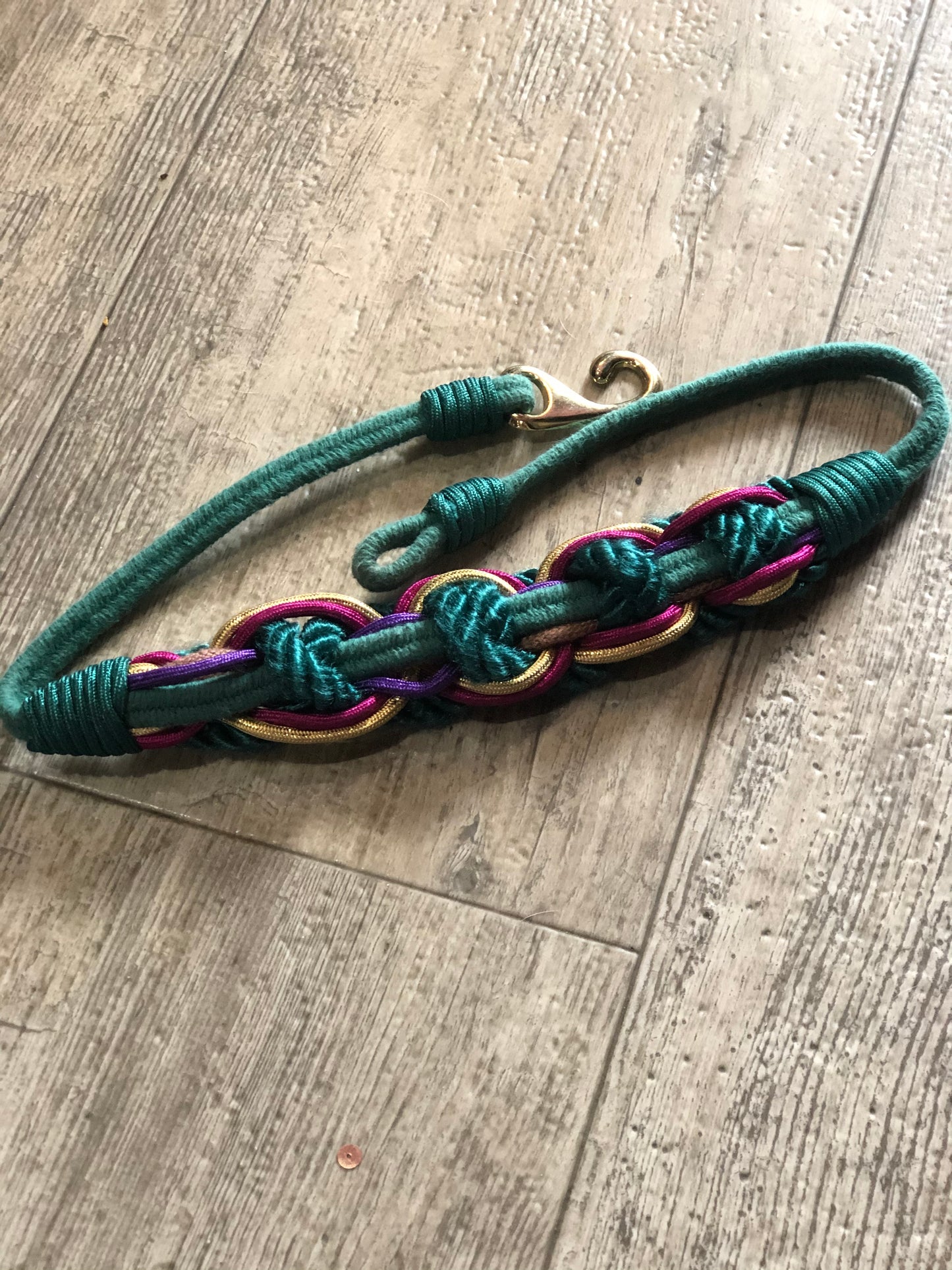 Vintage 80s Woven Rope Style Green And Pink Belt - Spark Pretty