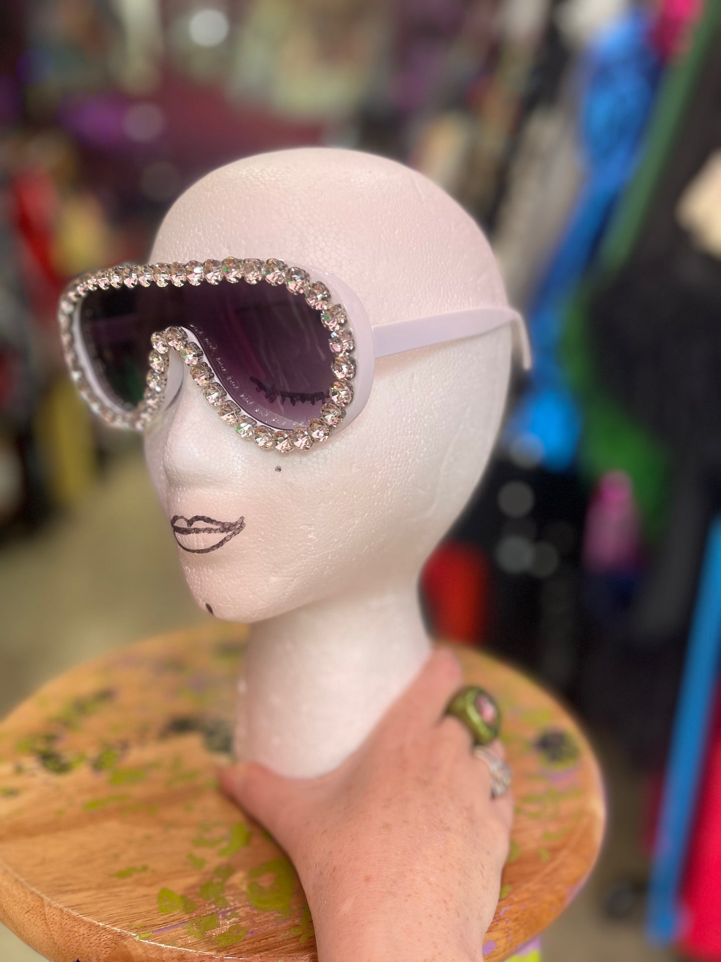 White Rhinestone Rhinestone Sunglasses - Spark Pretty