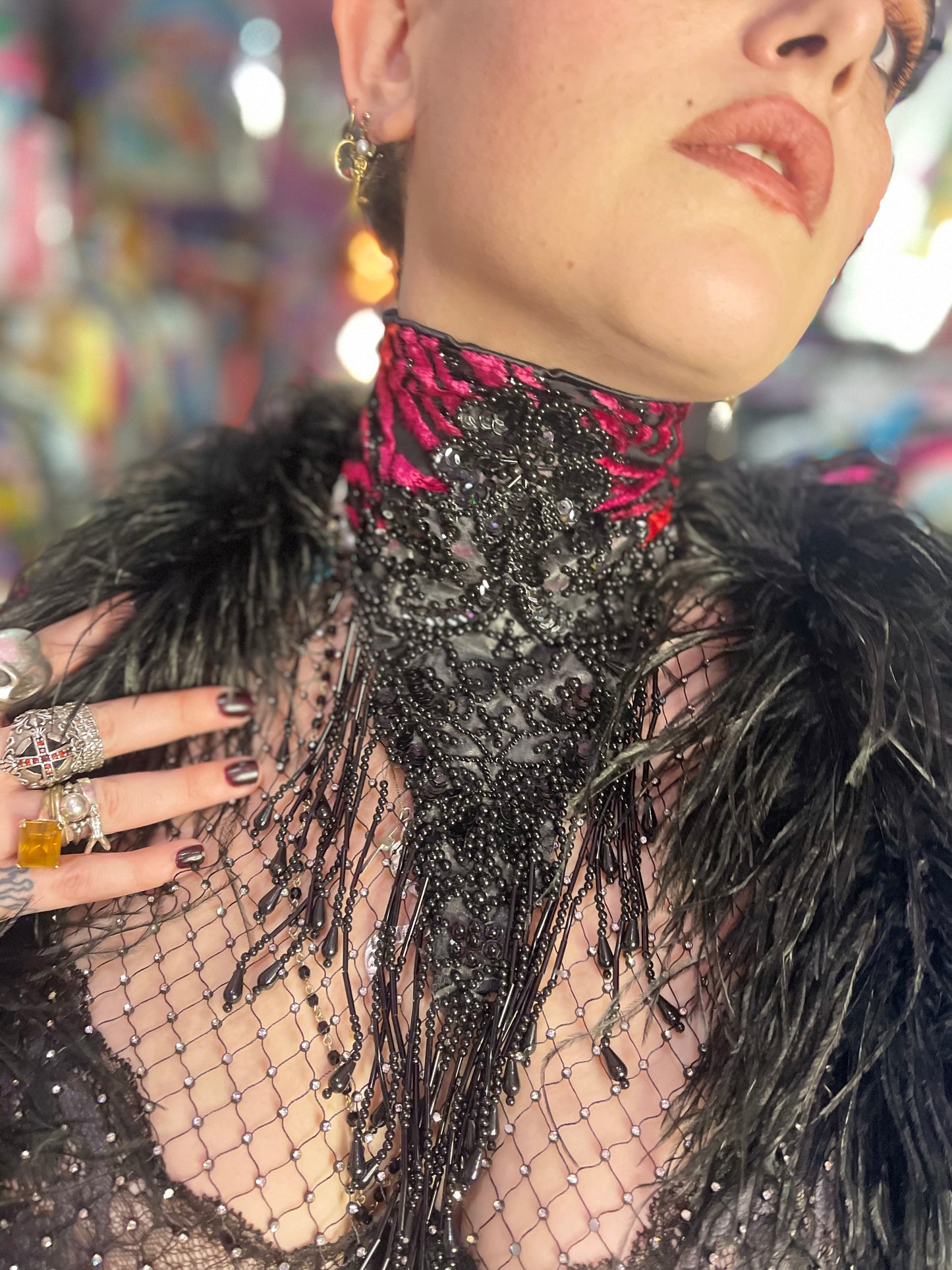 Vintage 70s 80s Feather Cuff Velvet Burnout Bolero Jacket - Spark Pretty