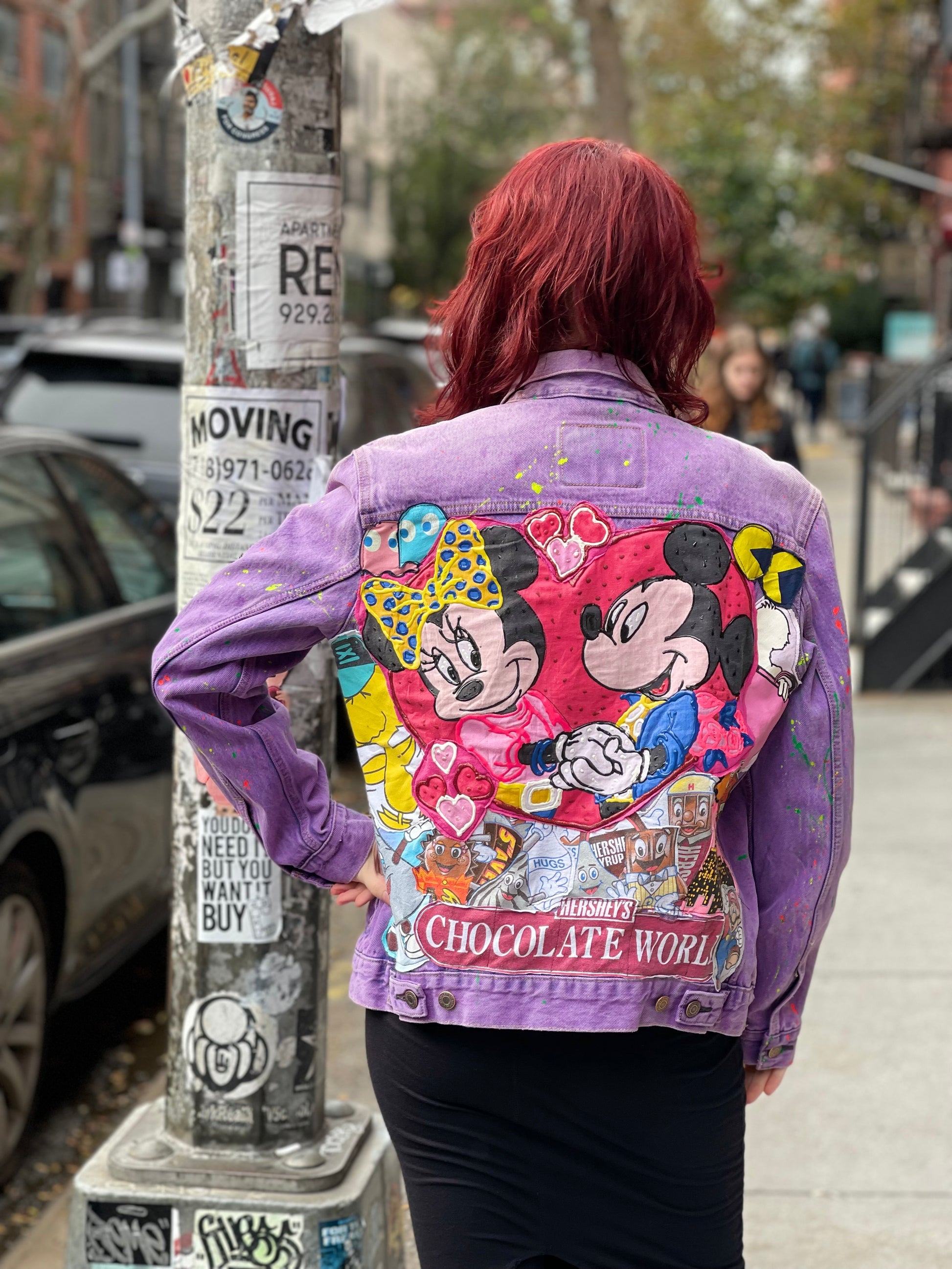 Reworked Patchwork Mickey & Minnie Purple Jean Jacket - Spark Pretty