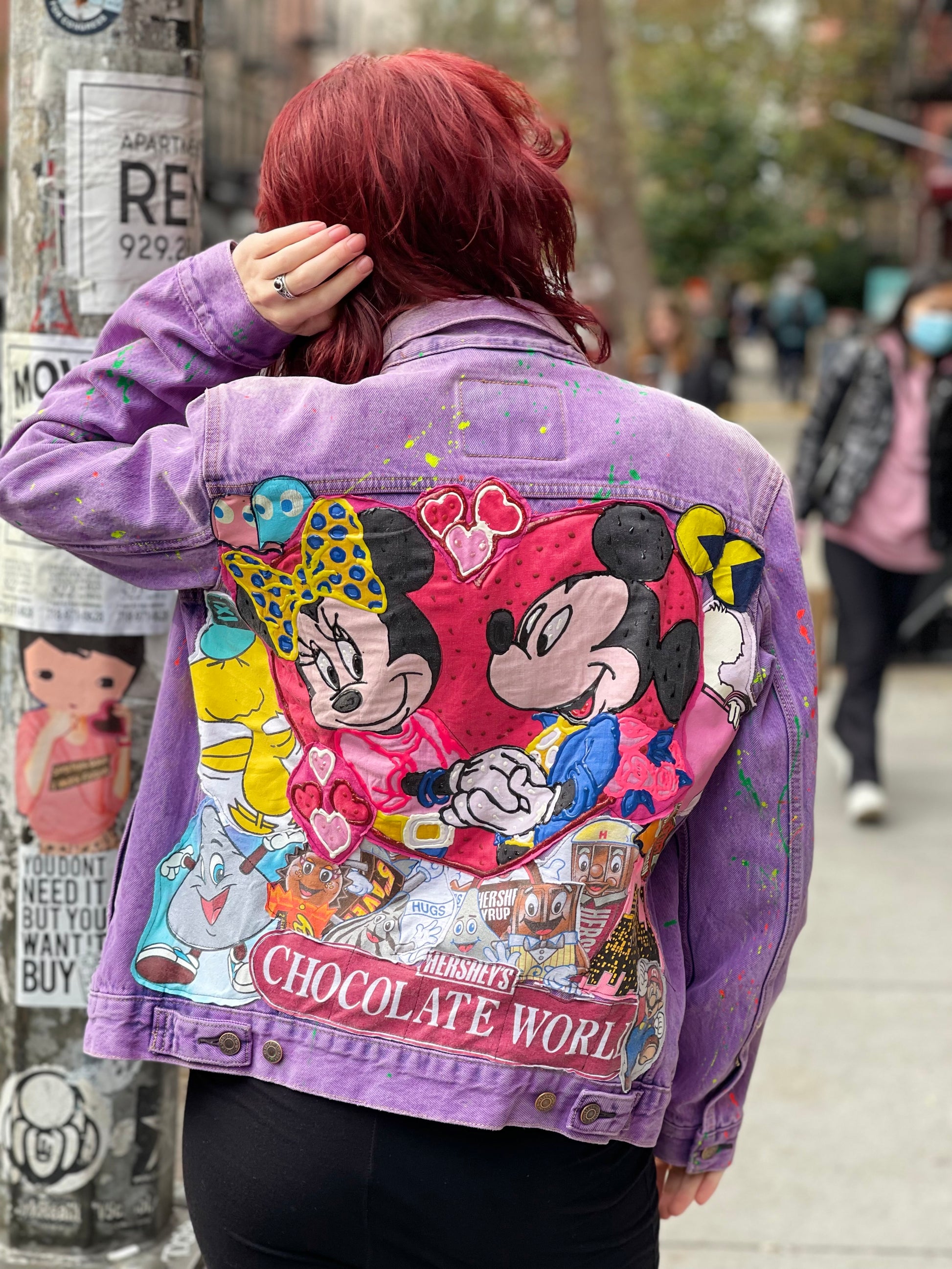 Reworked Patchwork Mickey & Minnie Purple Jean Jacket - Spark Pretty