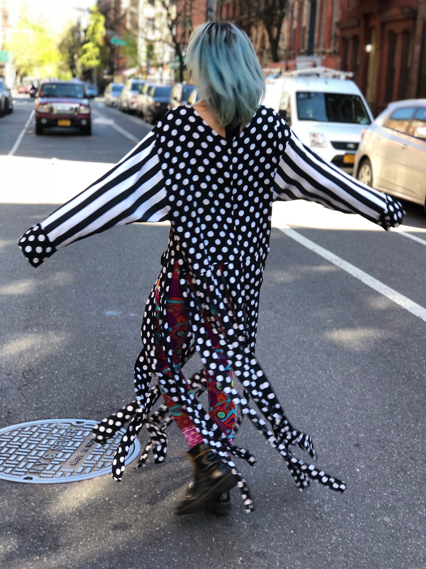 Vintage 80s Draped Polka Dot Long Fringe Blouse - Spark Pretty