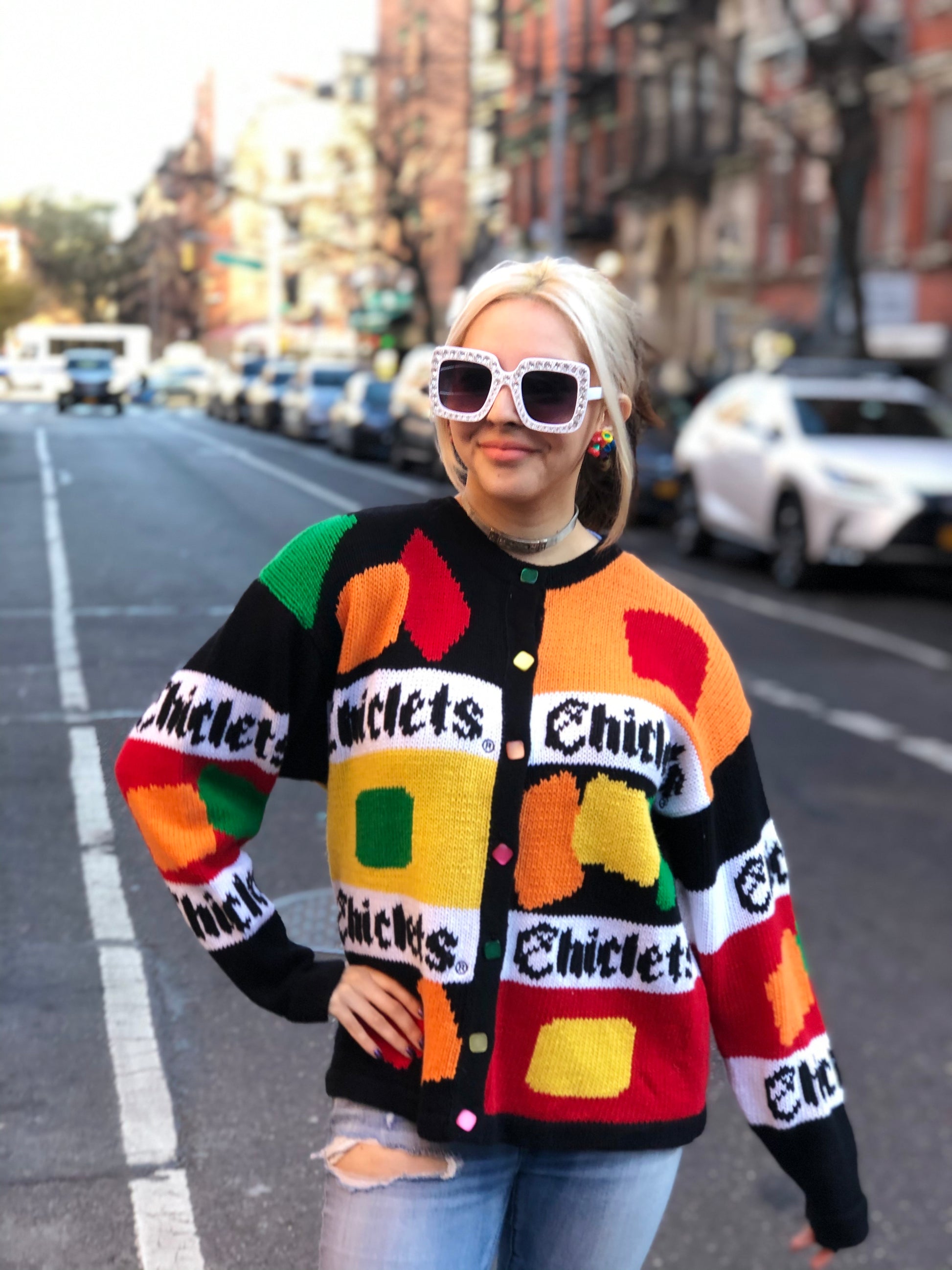 Vintage 80s Knit Chiclets Cardigan - Spark Pretty