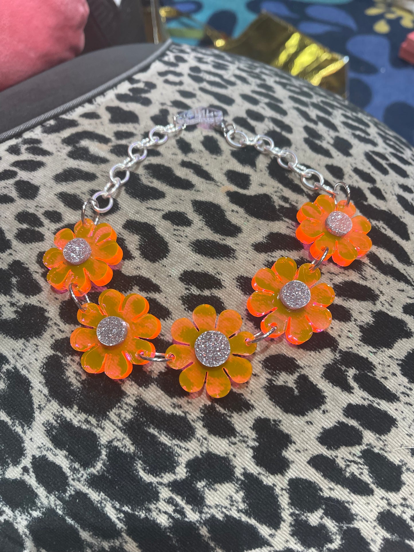 Orange Pink Floral Choker by Marina Fini - Spark Pretty