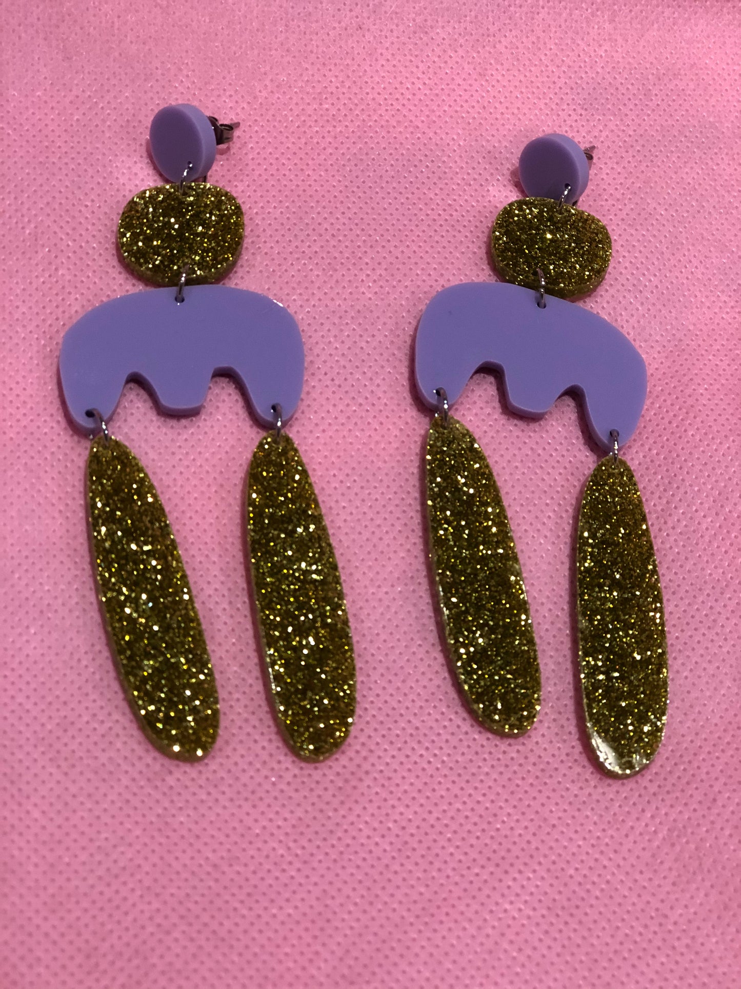 Pastel and Gold Glittery Cloud Dangle Earrings by No Basic Bombshell - Spark Pretty