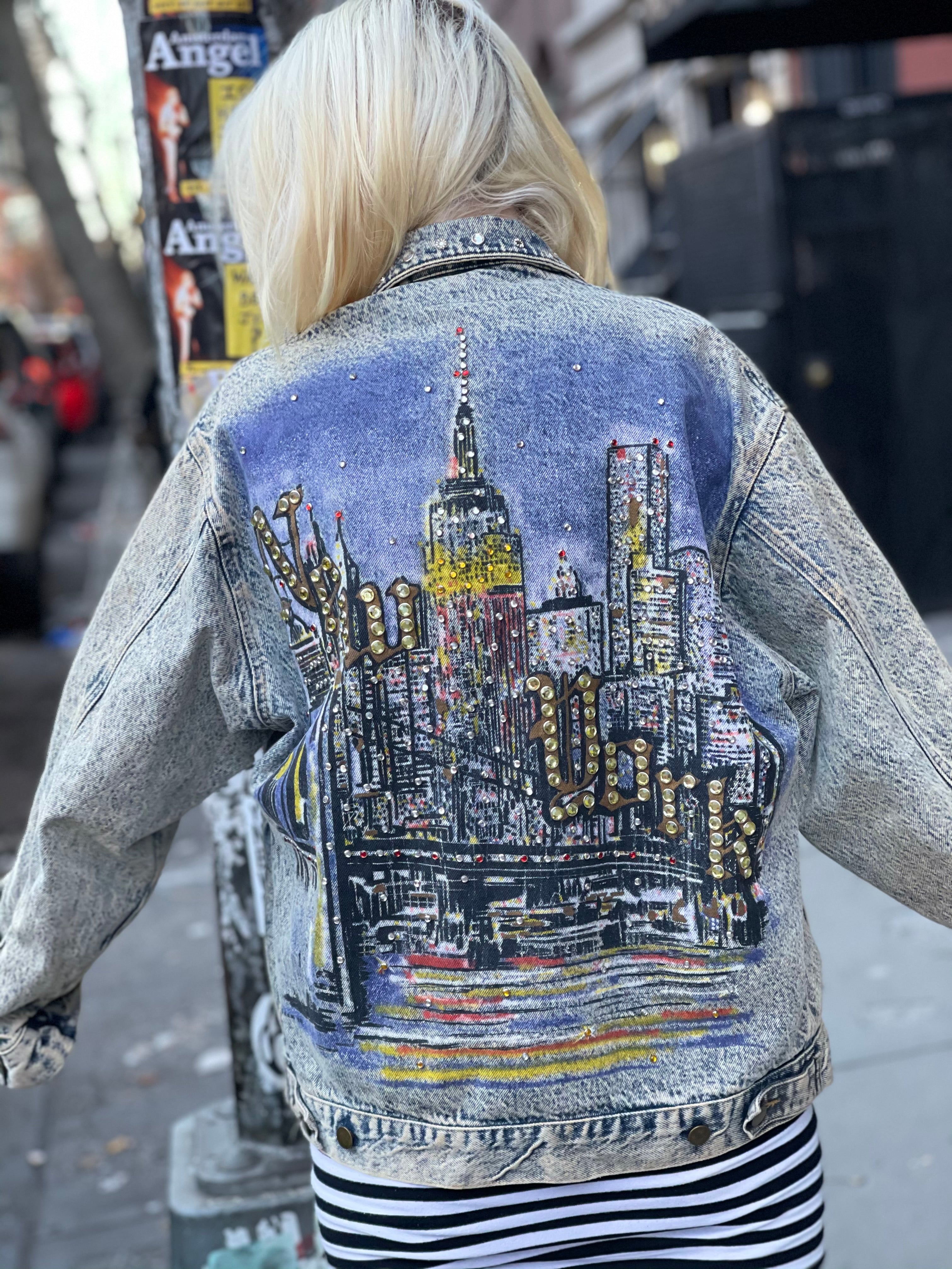 Vintage 80s New York Painted and Studded jacket