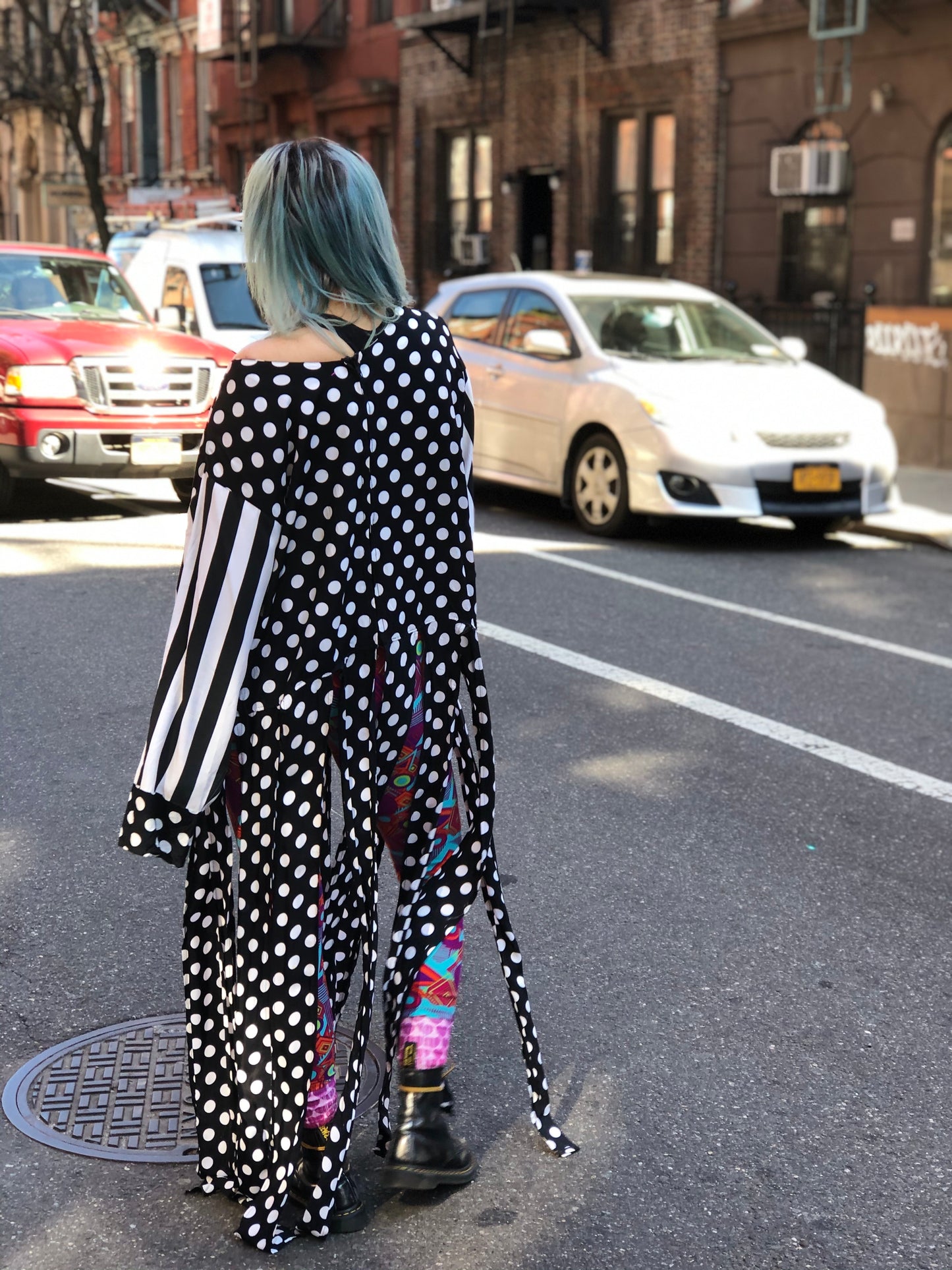 Vintage 80s Draped Polka Dot Long Fringe Blouse - Spark Pretty