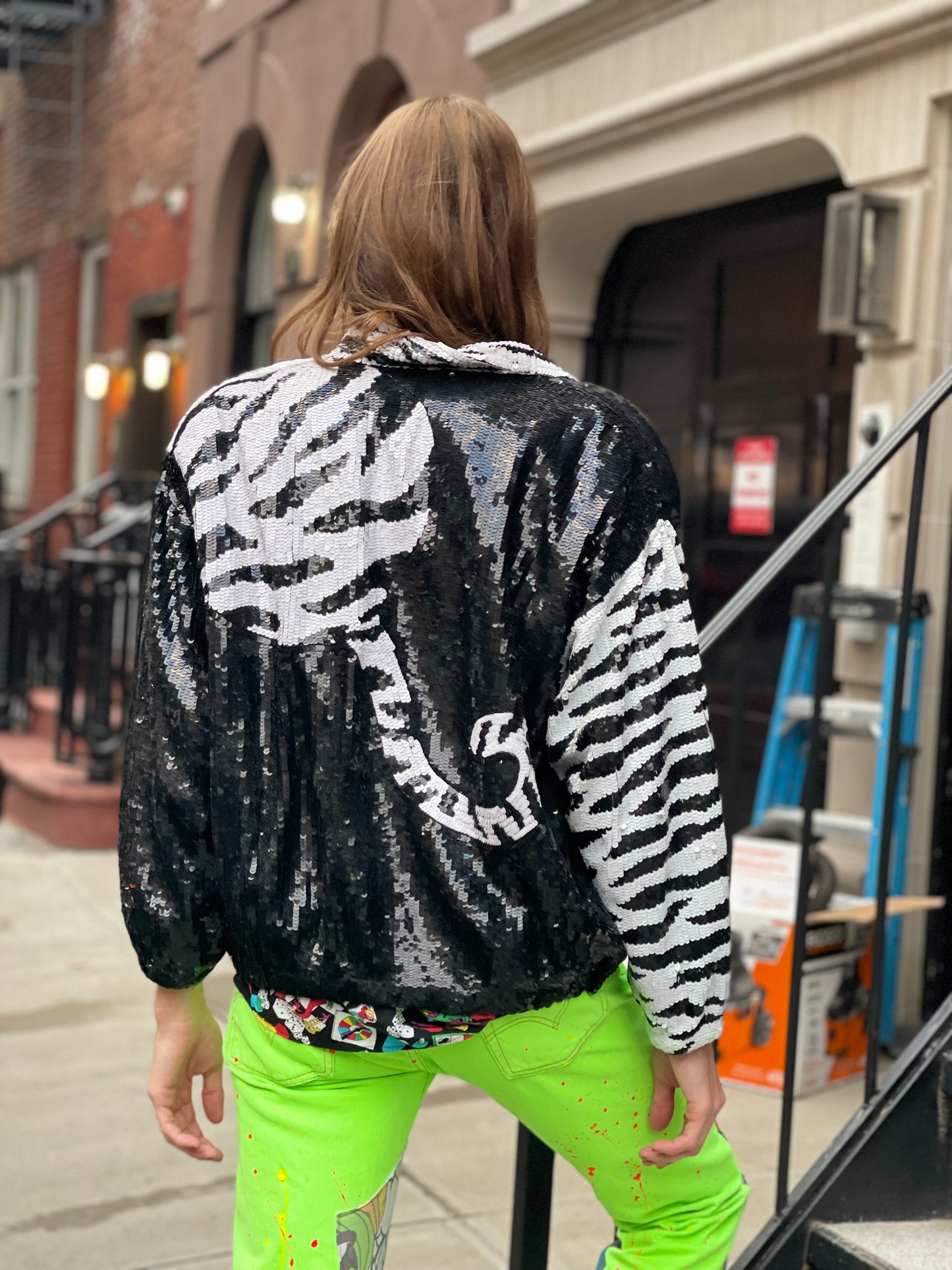 Vintage 90s White Tiger Sequin Jacket - Spark Pretty