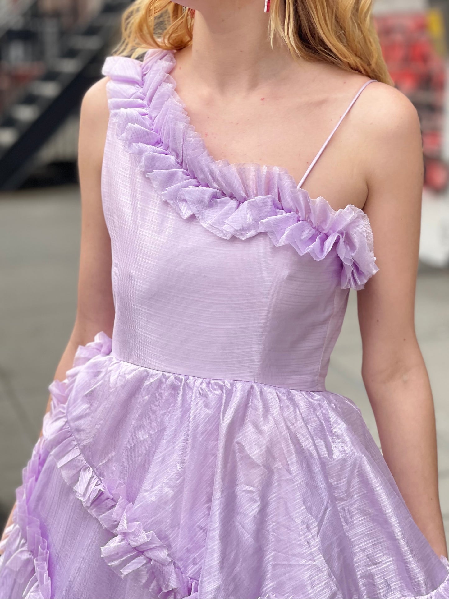 Vintage 80s Pastel Lavender Ruffle Party Dress - Spark Pretty
