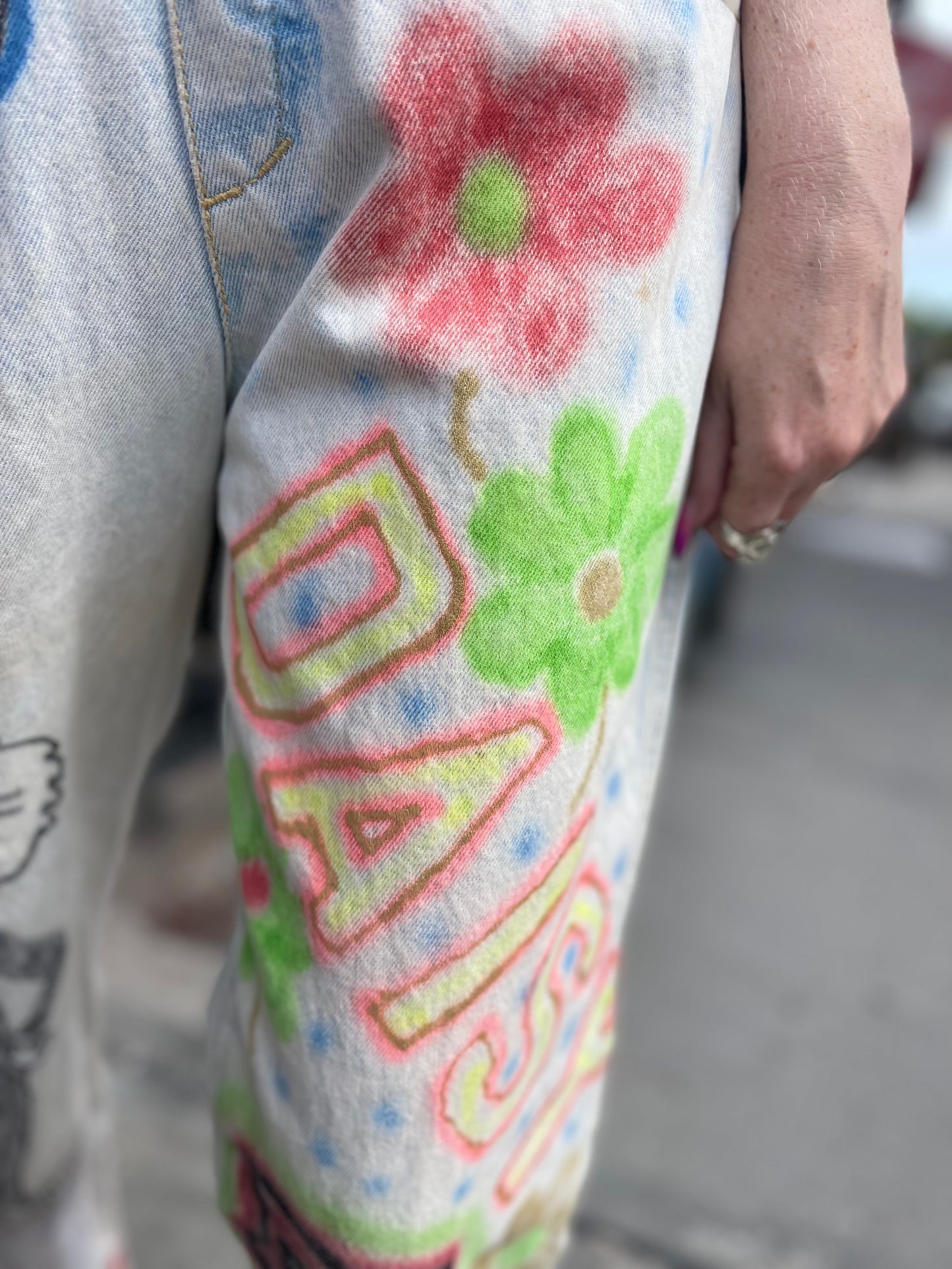 Vintage 90s Hand Illustrated Overalls - Spark Pretty