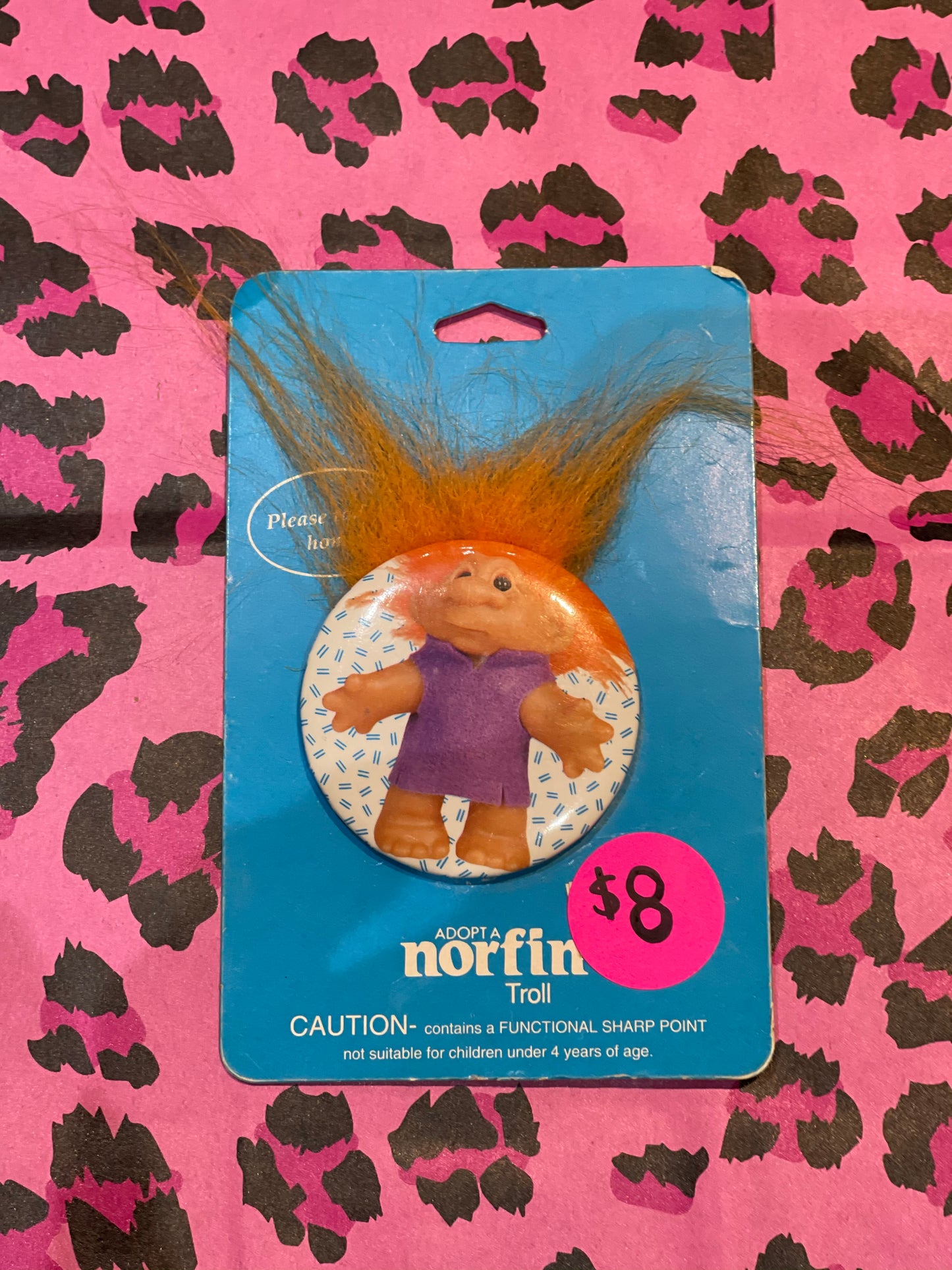 Vintage 80s Troll Pin with Hair - Spark Pretty