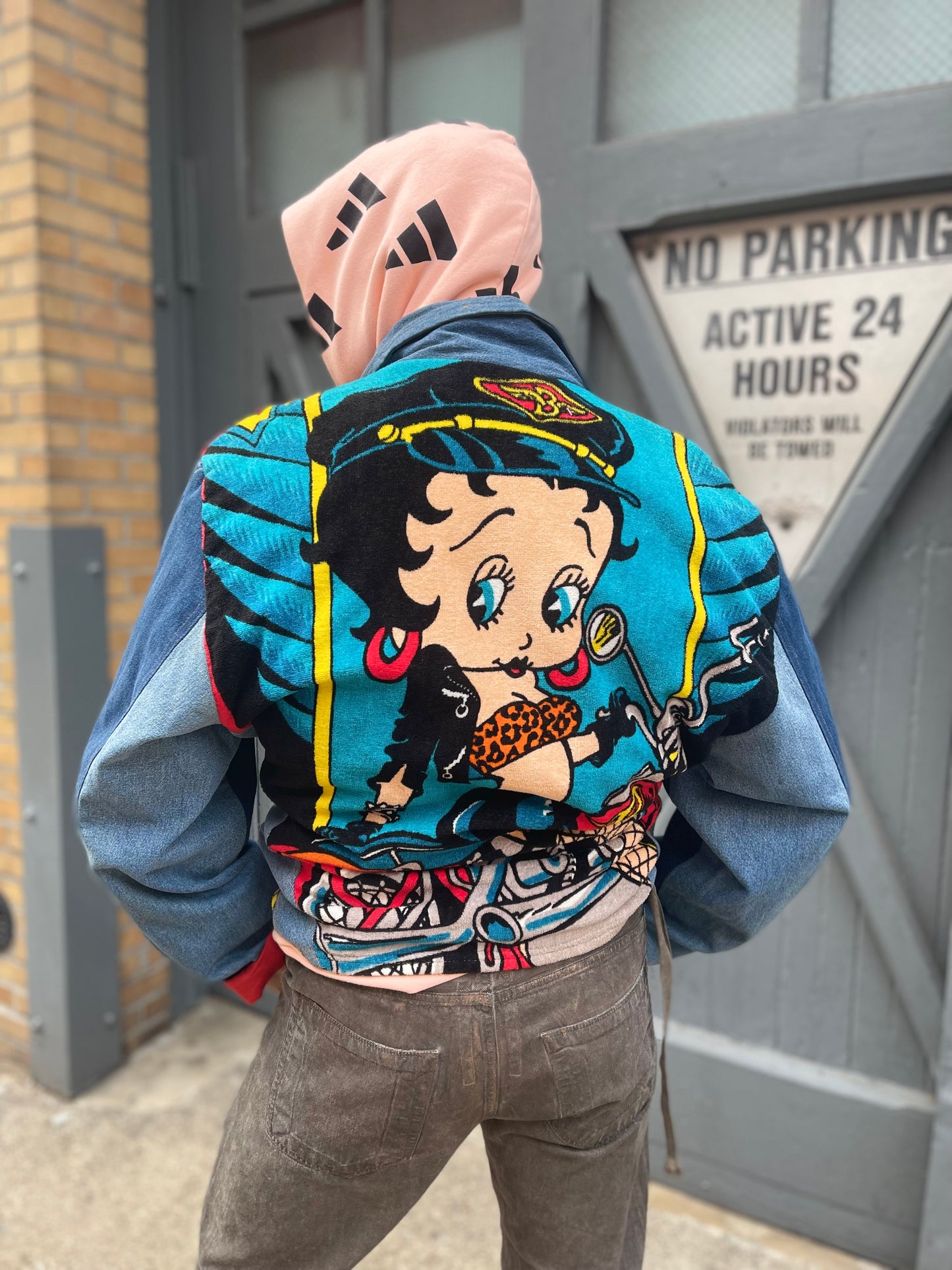 Vintage 80s Patchwork Biker Boop Jean Jacket - Spark Pretty