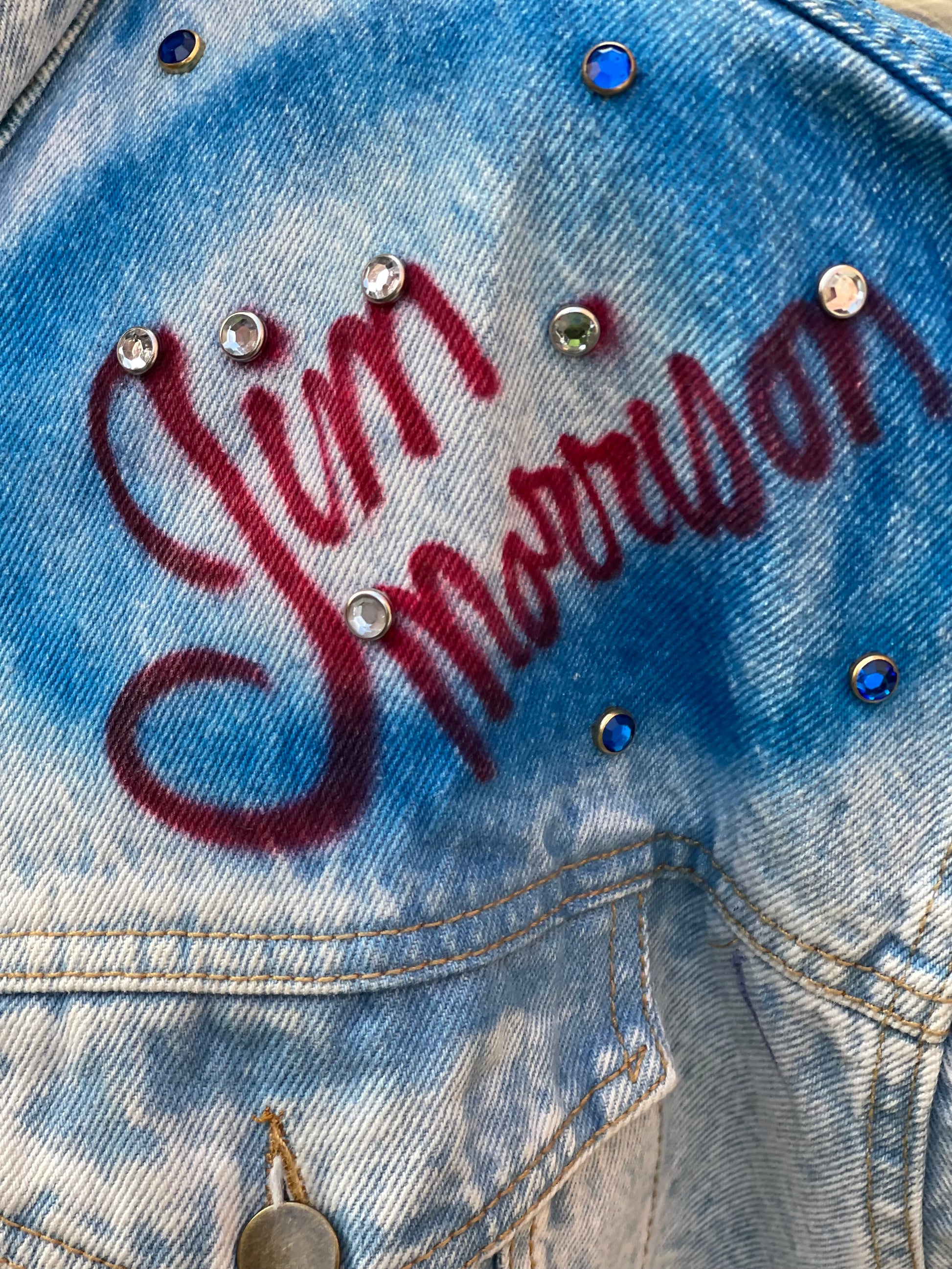 Vintage 80s Jim Morrison The Doors Painted Bedazzled Jean Jacket - Spark Pretty