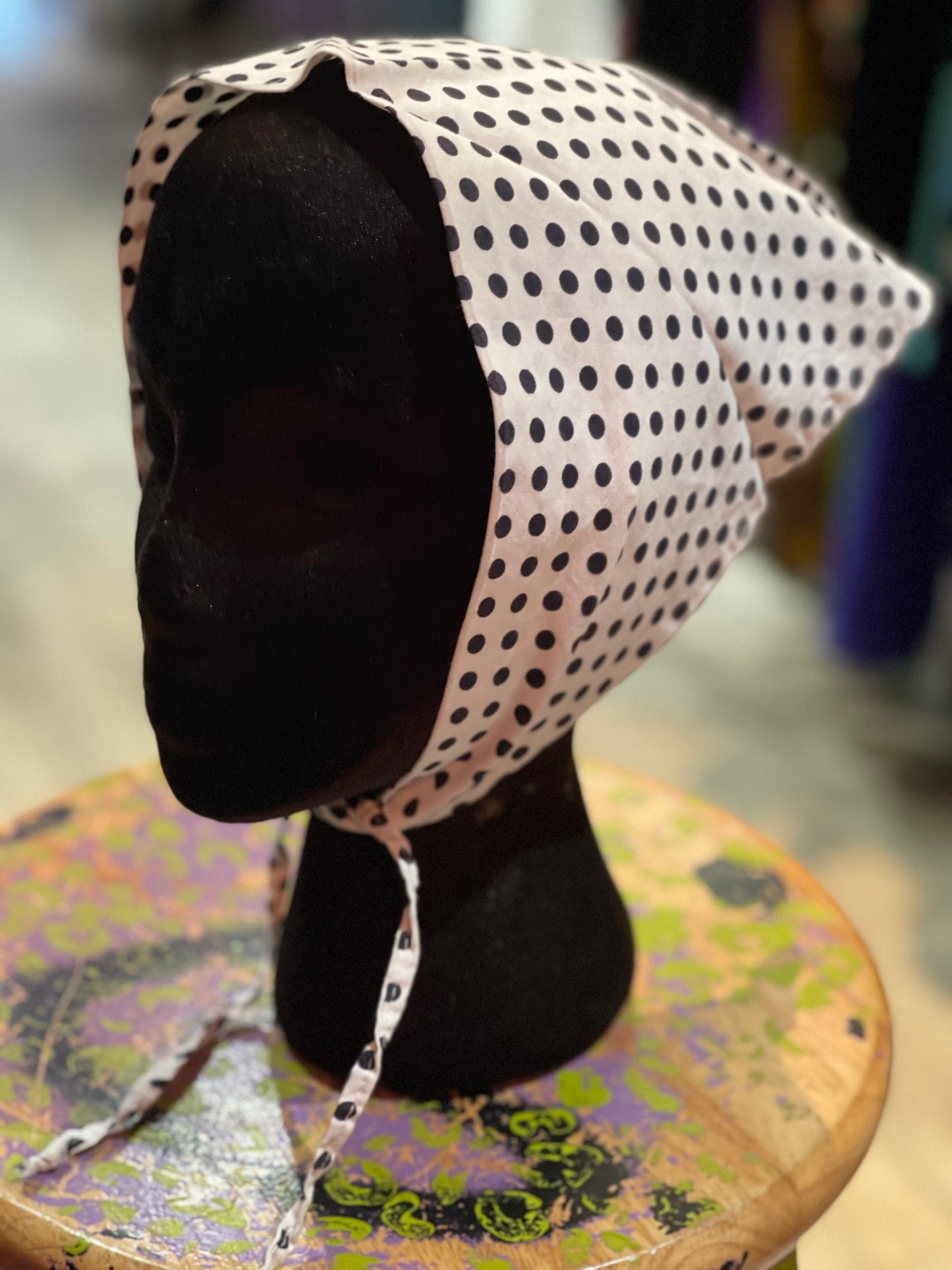 Vintage 70s Polka Dot Print Head Scarf Bandana - Spark Pretty