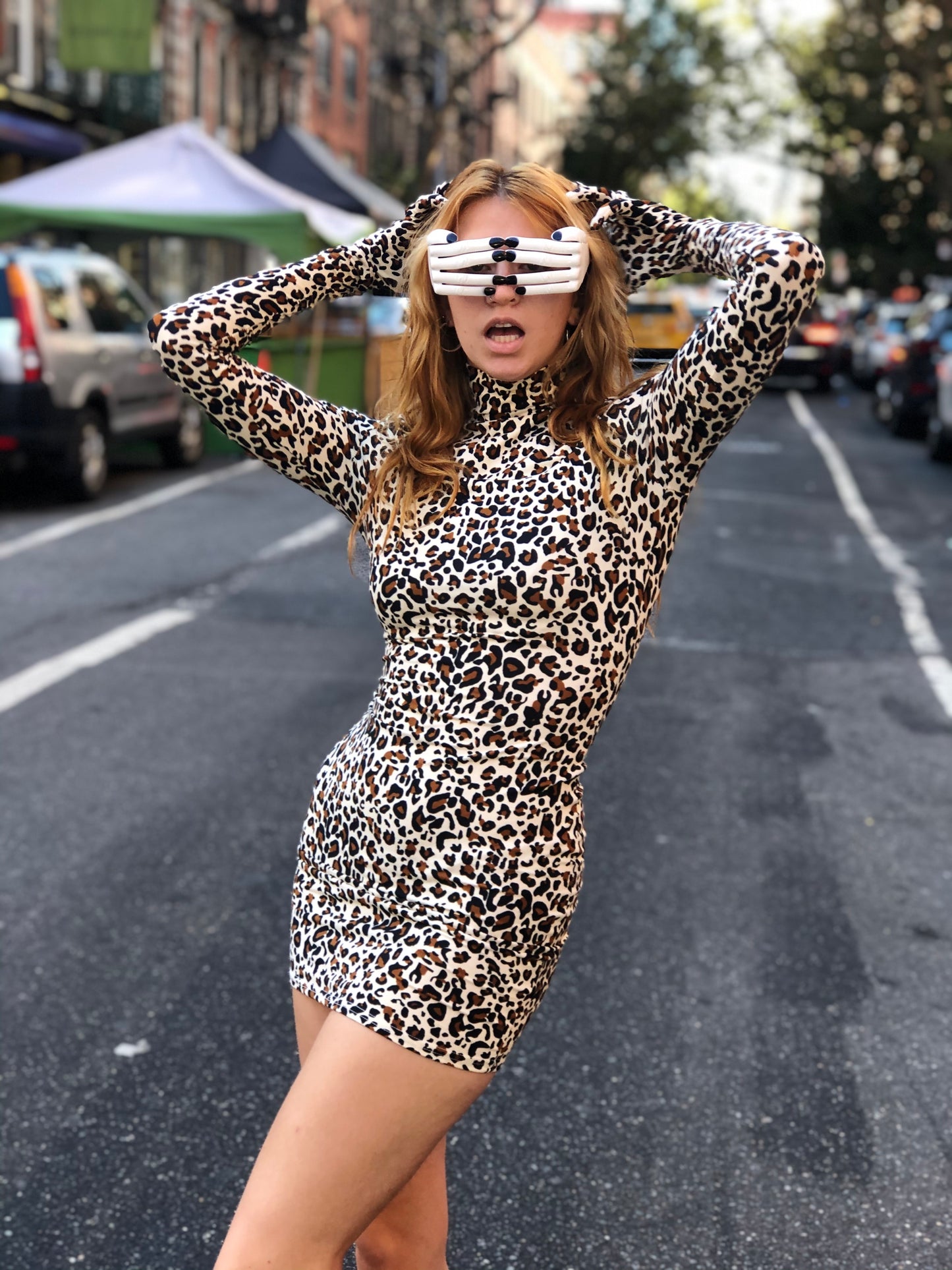 Y2K Leopard Gloves Mini Dress - Spark Pretty