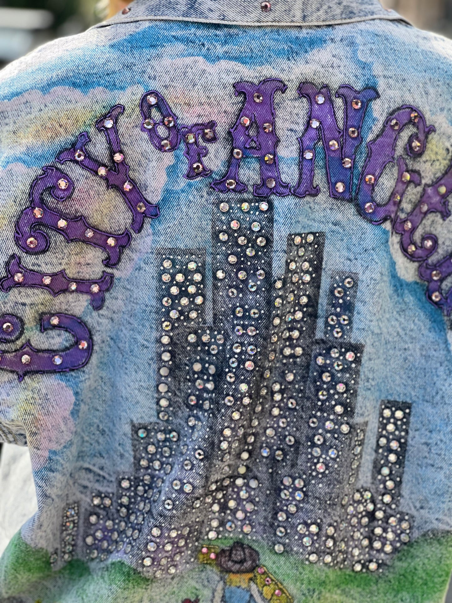 Vintage 80s Bedazzled City of Angels Jean Jacket - Spark Pretty