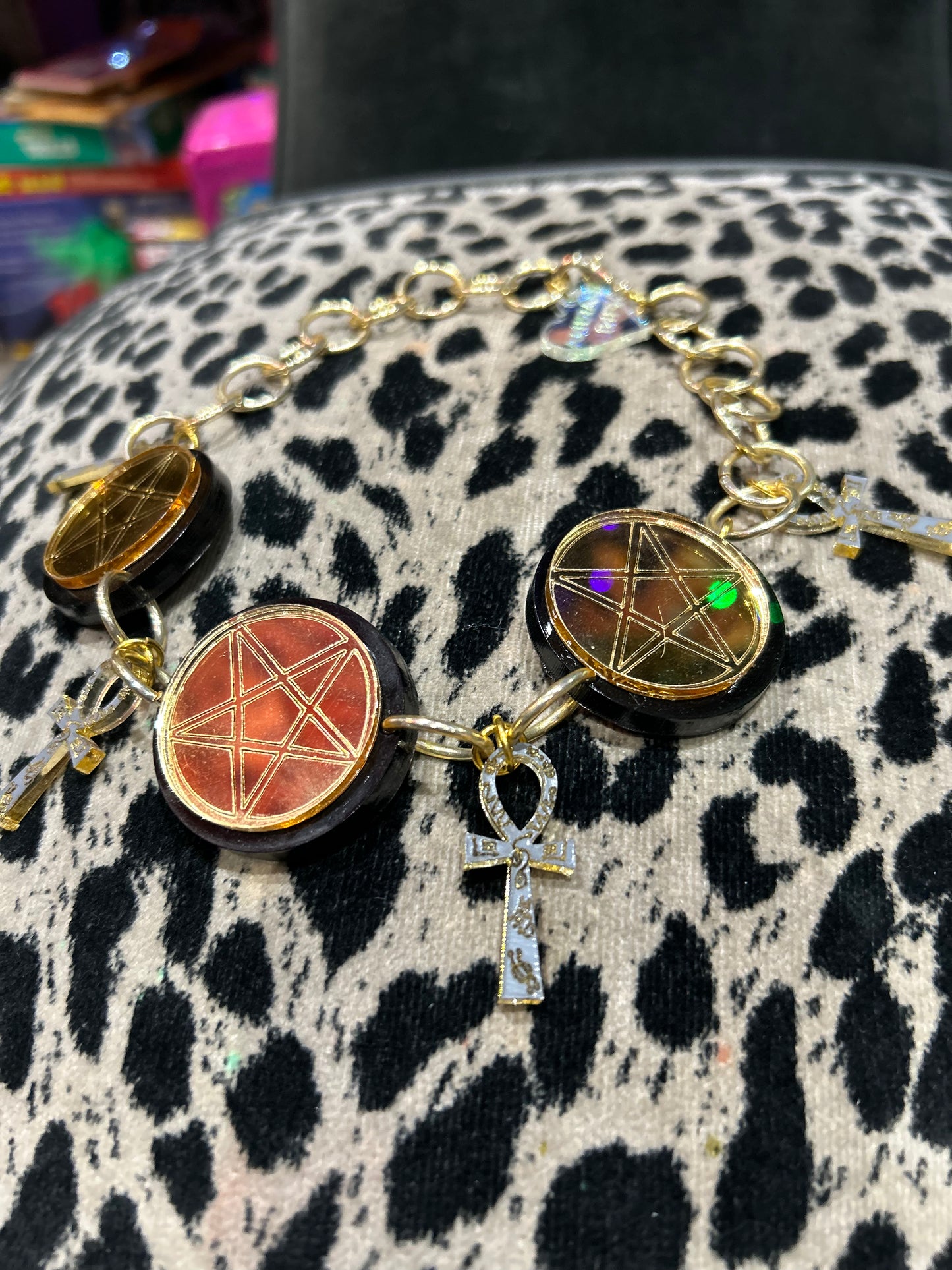 Black And Gold Ankh and 5 Point Star Choker Marina Fini - Spark Pretty