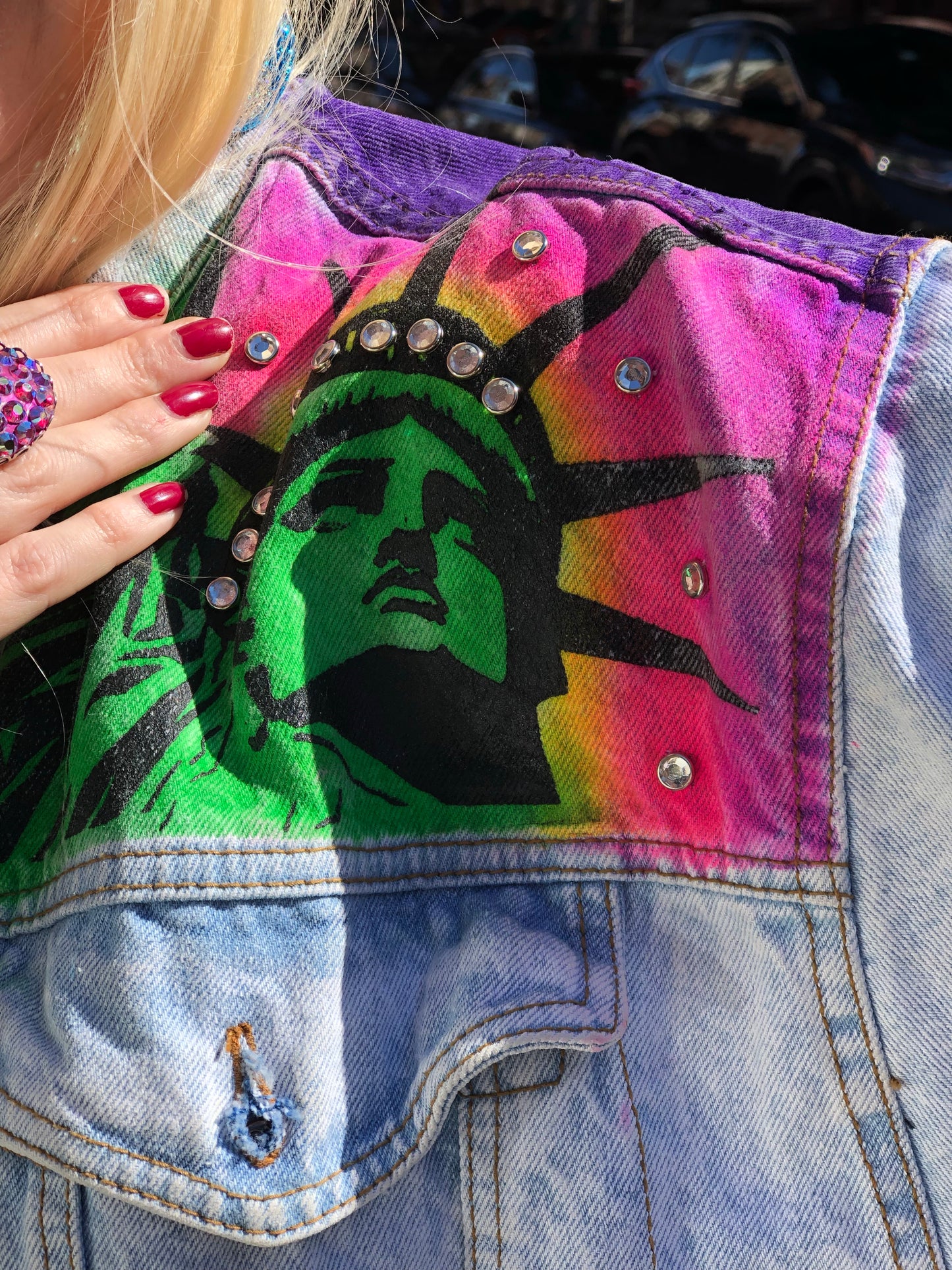 Vintage 80s New York Bedazzled Jean Jacket - Spark Pretty