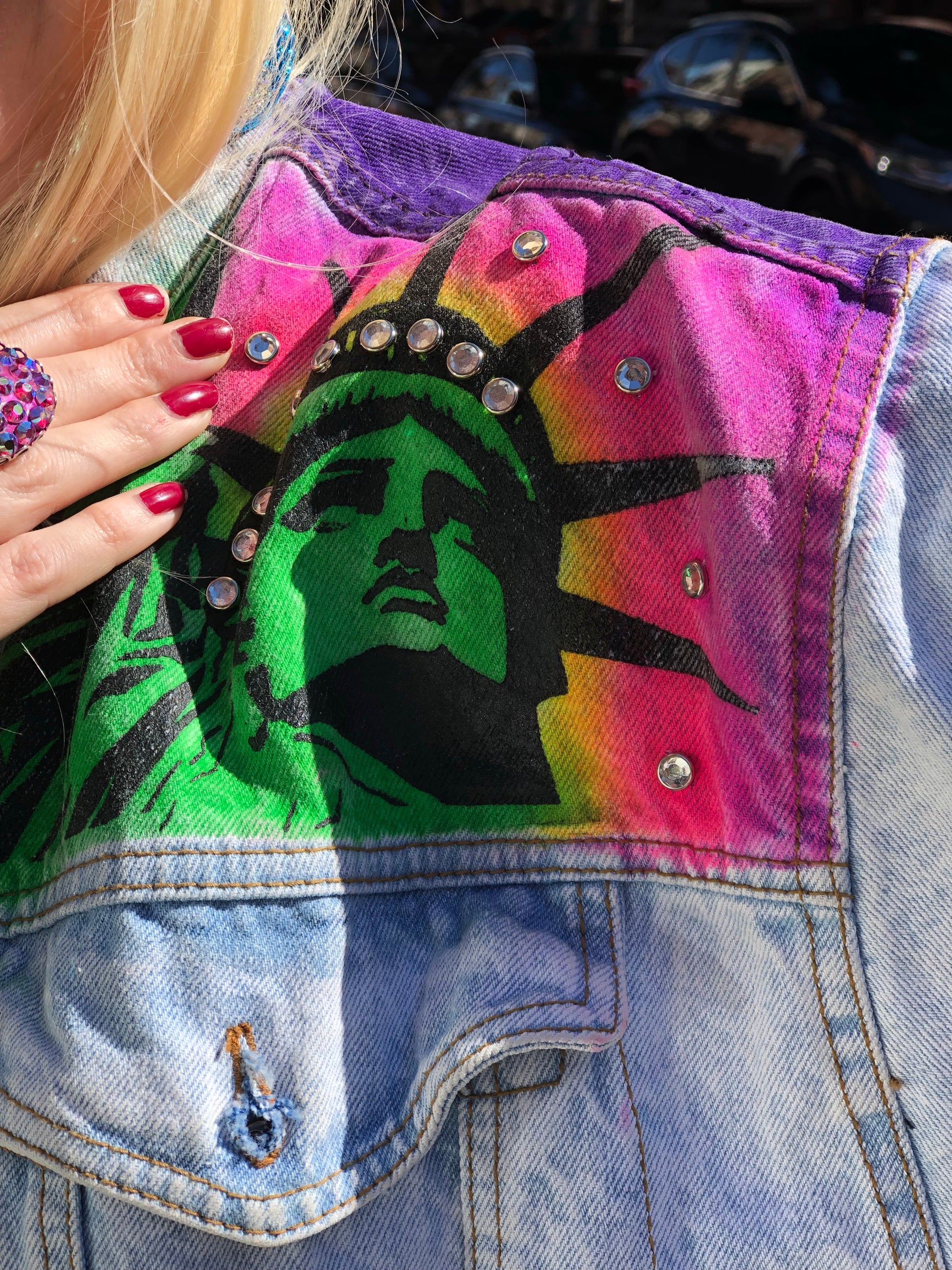 Vintage 80s New York Bedazzled Jean Jacket - Spark Pretty