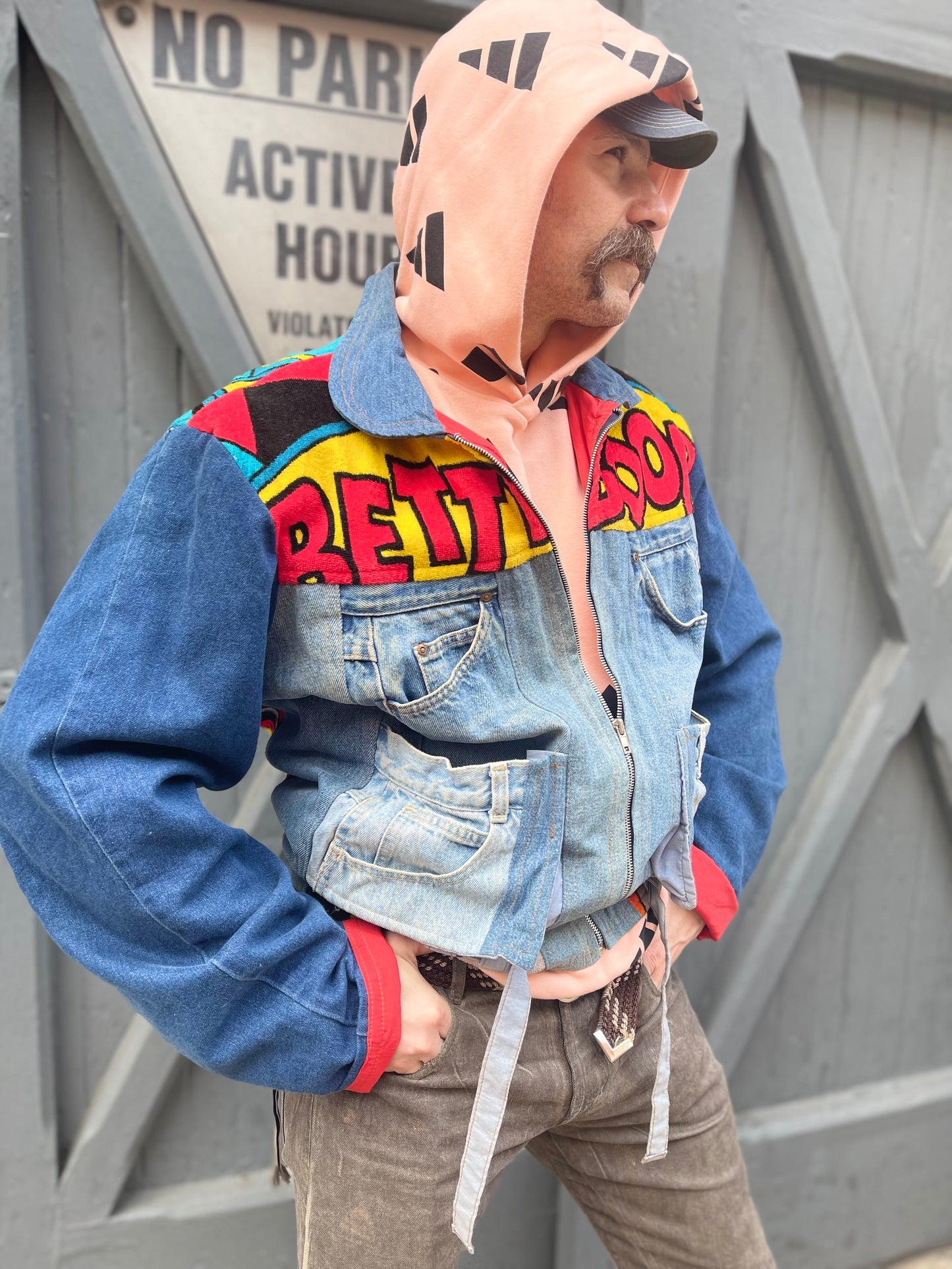 Vintage 80s Patchwork Biker Boop Jean Jacket - Spark Pretty