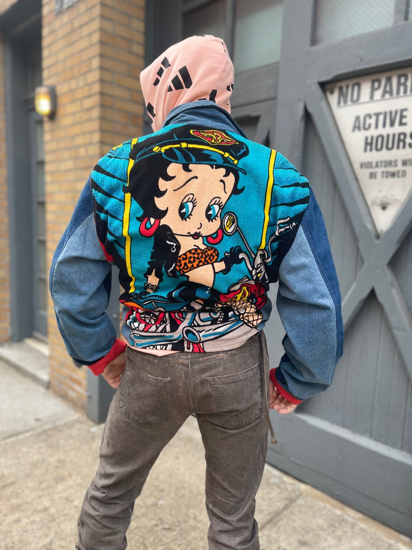 Vintage 80s Patchwork Biker Boop Jean Jacket - Spark Pretty