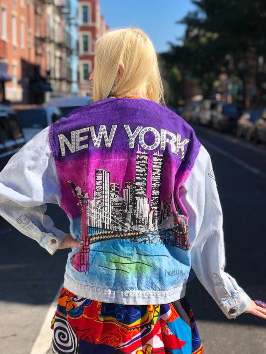 Vintage 80s New York Bedazzled Jean Jacket - Spark Pretty