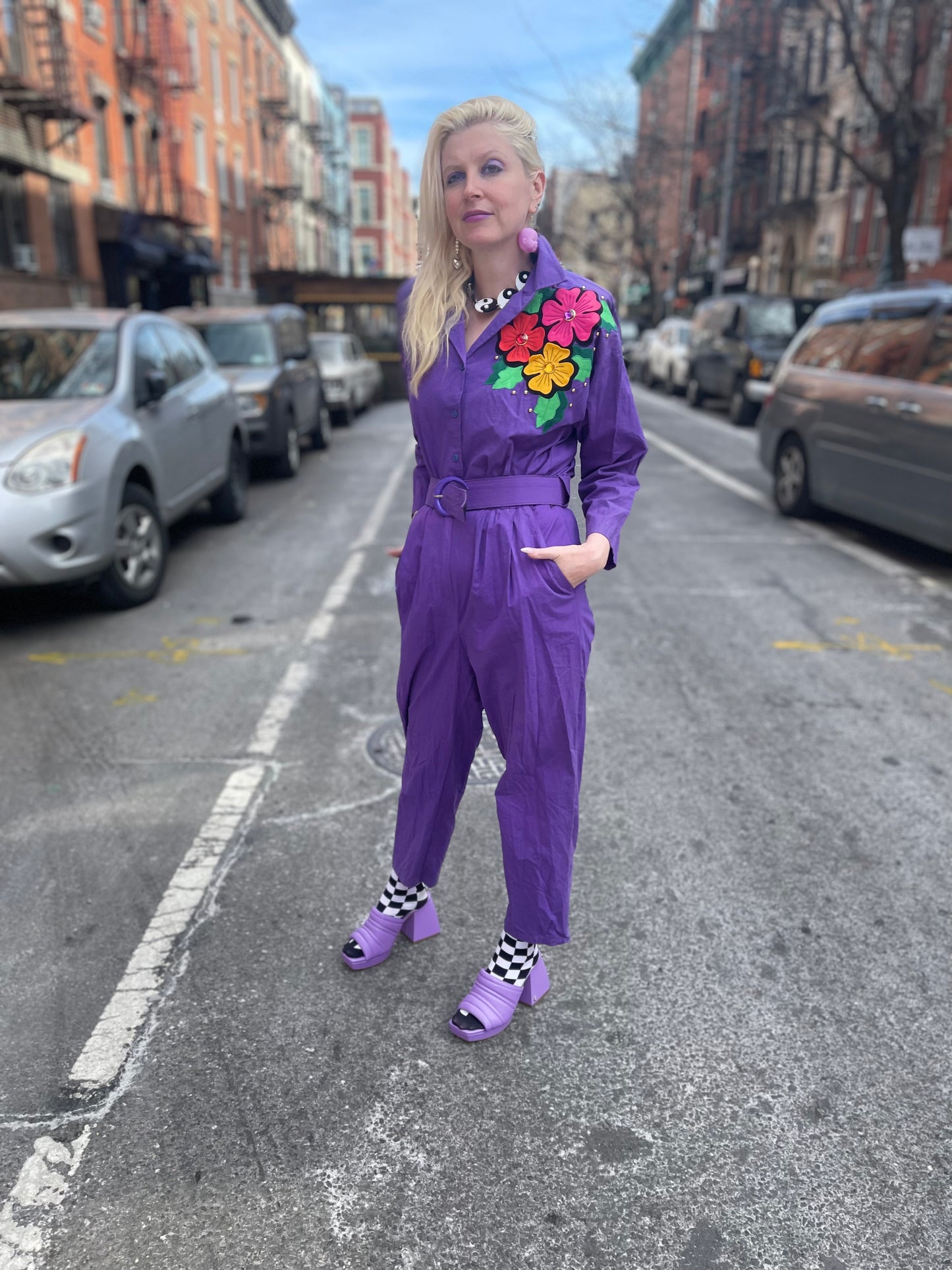 Vintage 80s Purple Jumpsuit - Spark Pretty