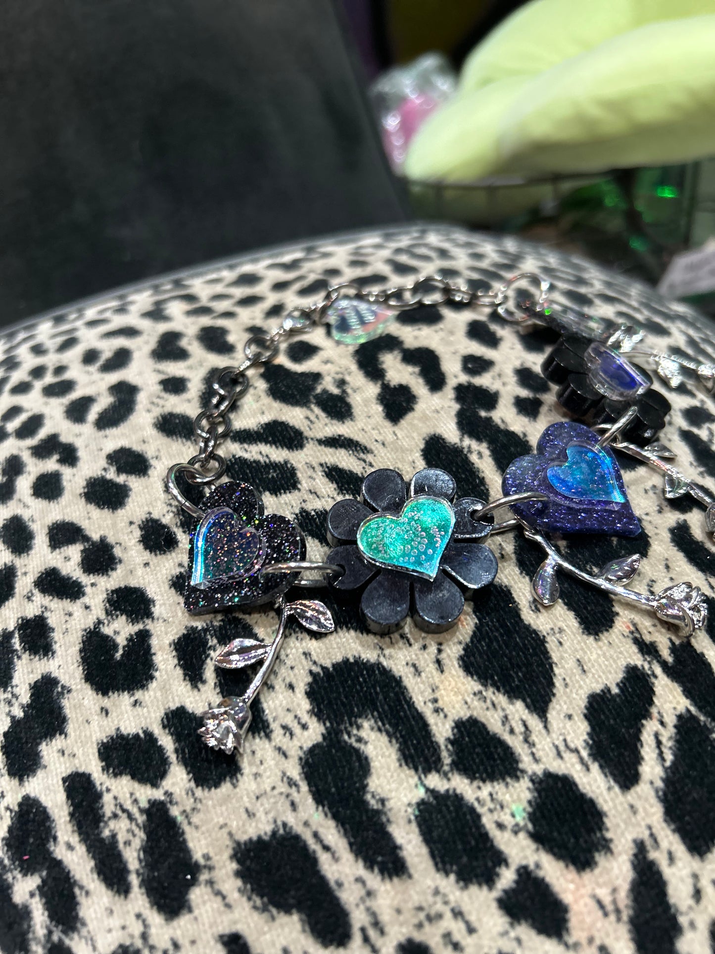Black Heart Flower Dangle Roses Choker By Marina Fini - Spark Pretty
