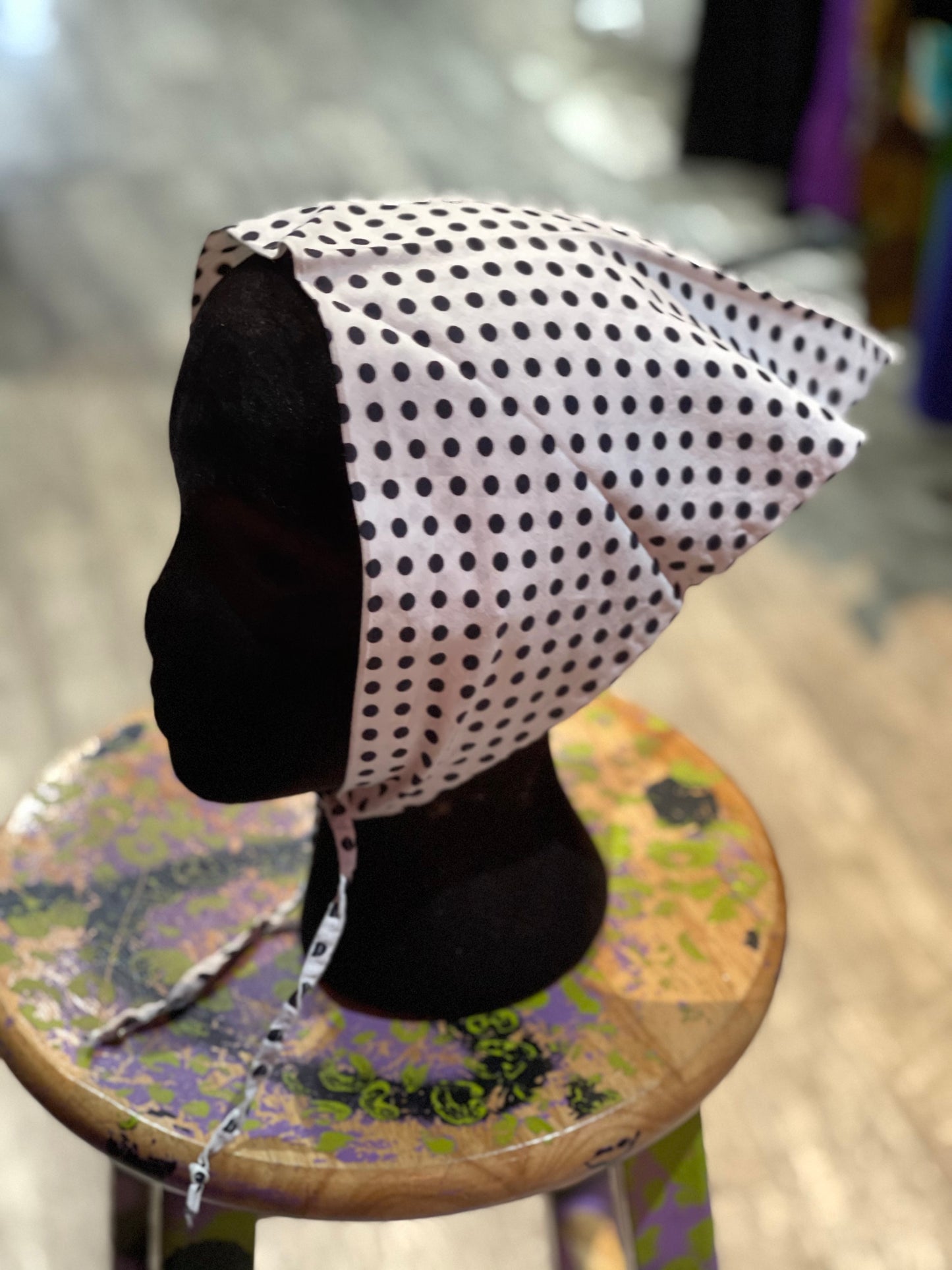 Vintage 70s Polka Dot Print Head Scarf Bandana - Spark Pretty