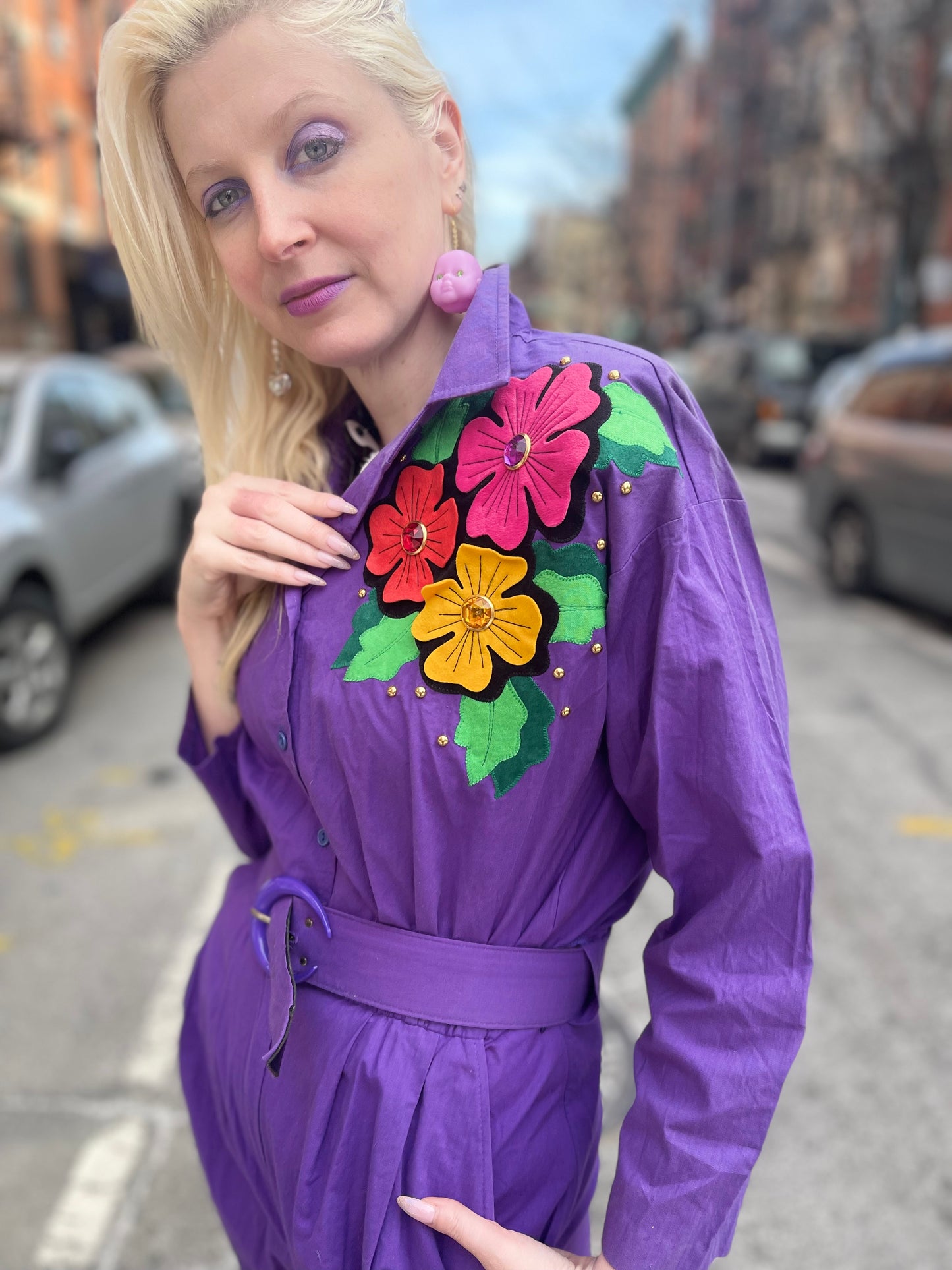 Vintage 80s Purple Jumpsuit - Spark Pretty