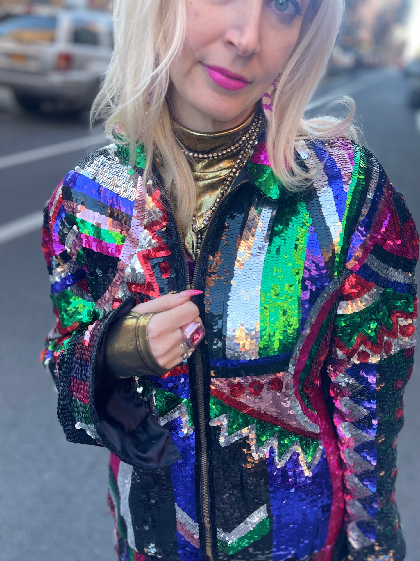 Vintage 80s Geometric Sequin Jacket - Spark Pretty