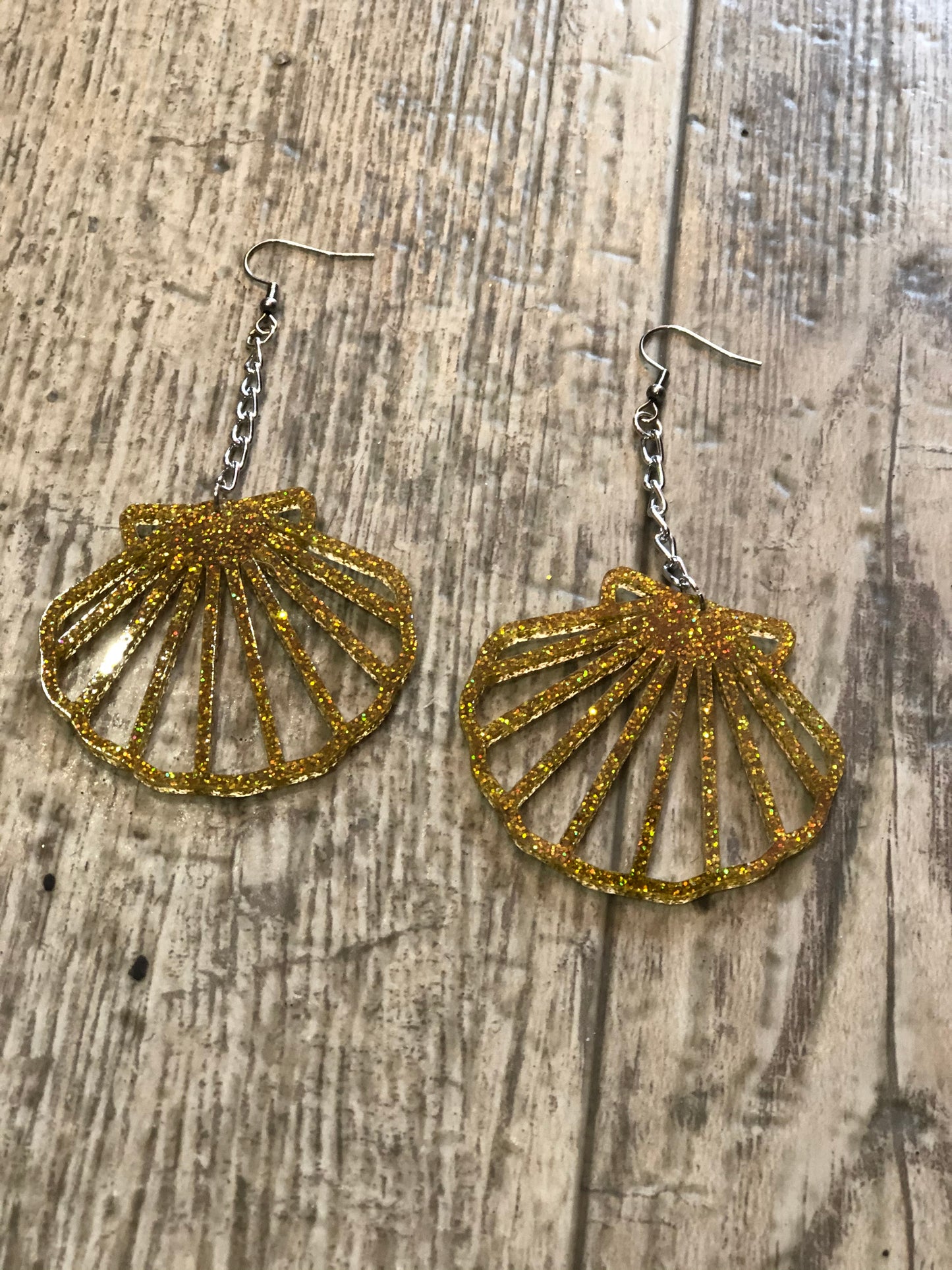 Gold Glitter Sea Shell Earrings by NBB - Spark Pretty