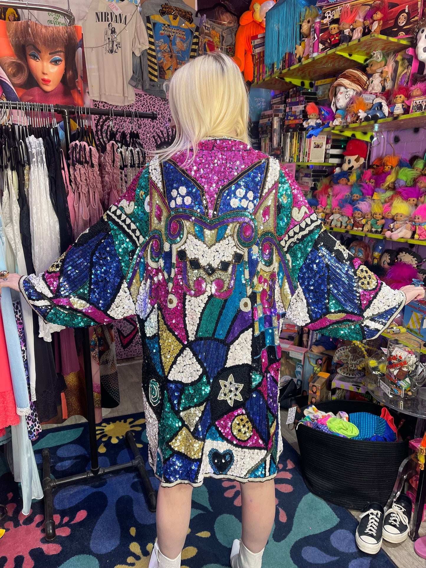 Vintage 80s Sequin Encrusted Kimono Jacket