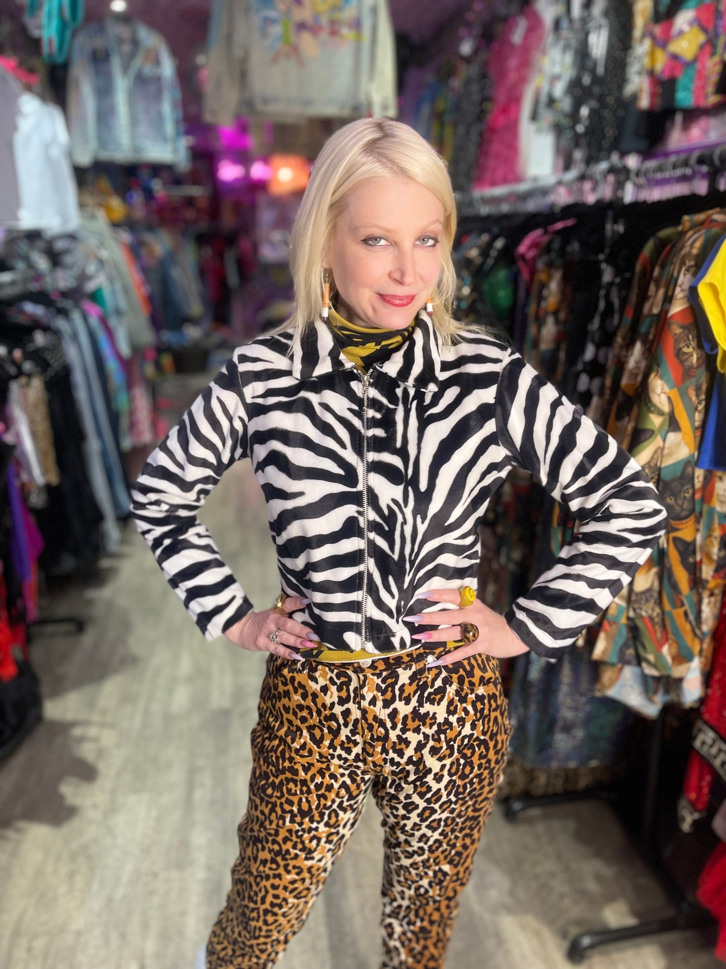 Vintage 90s Zebra Cropped Jacket - Spark Pretty