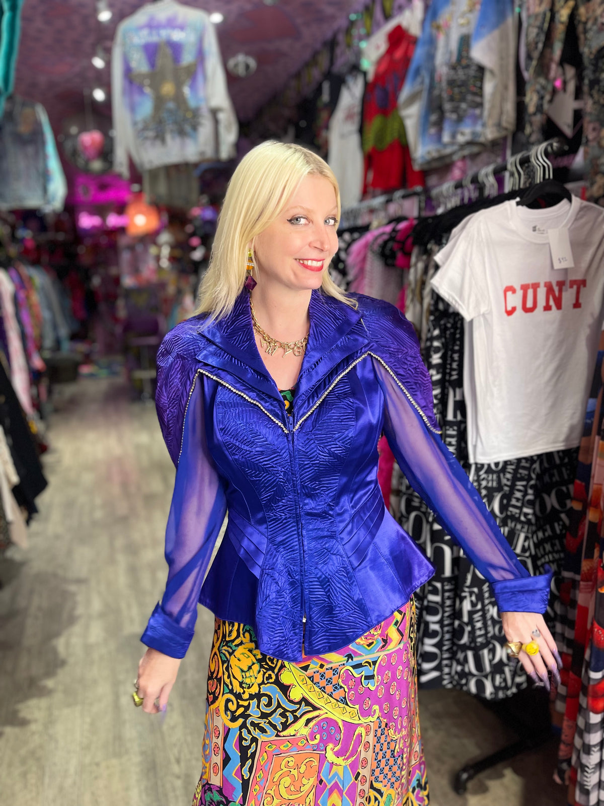 Vintage 80s Bedazzled Peplum Dramatic Jacket