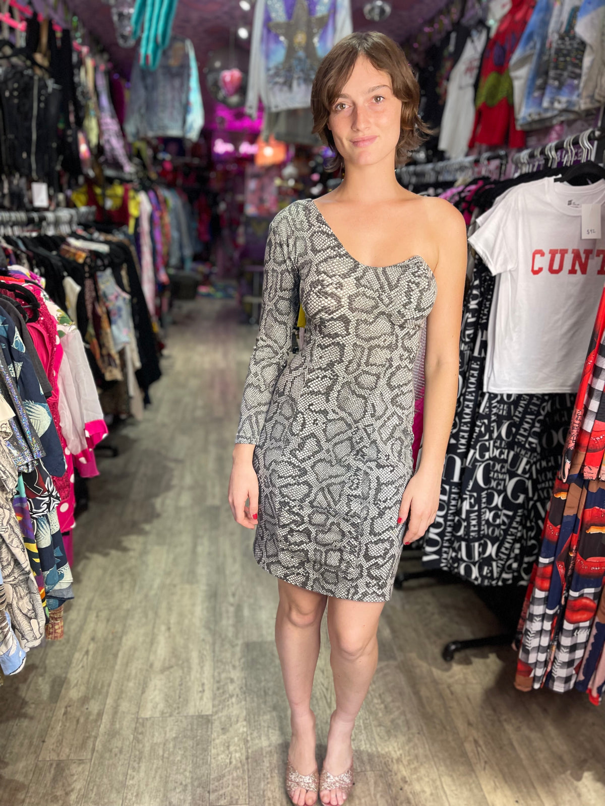 Vintage 80s Punk Label Snake Betsey Johnson Dress