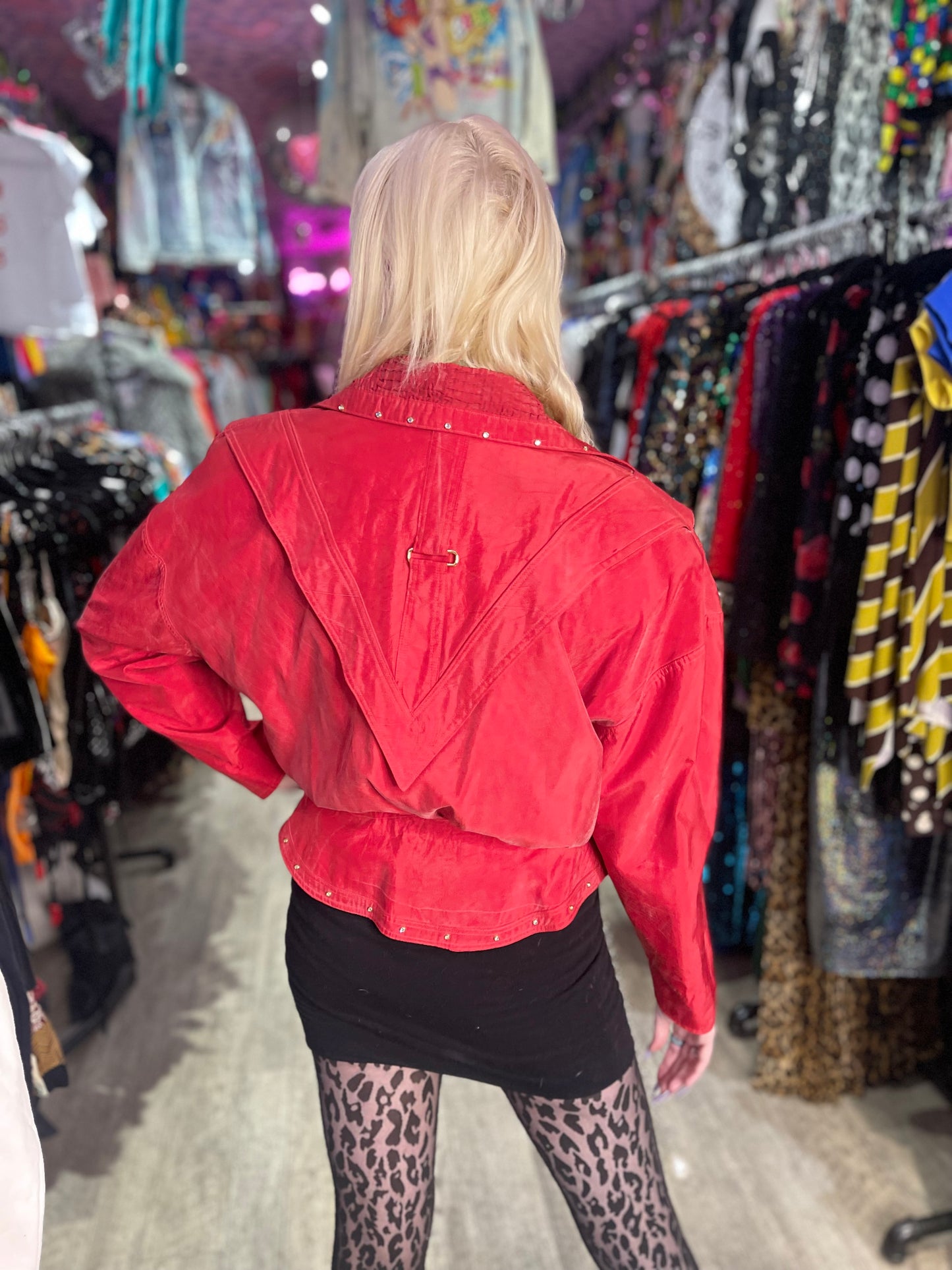 Vintage 90s Bedazzled Studded Red Jacket - Spark Pretty