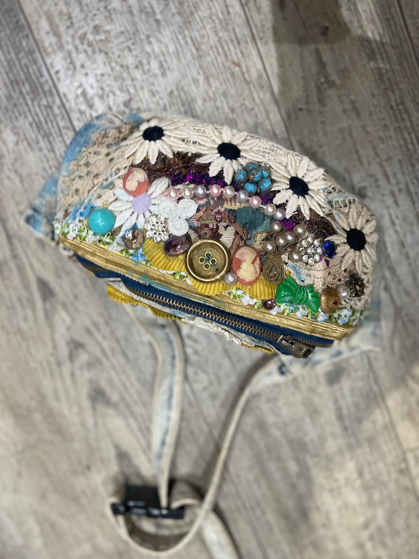 Vintage 80s Bedazzled Shabby Chic Fanny Pack