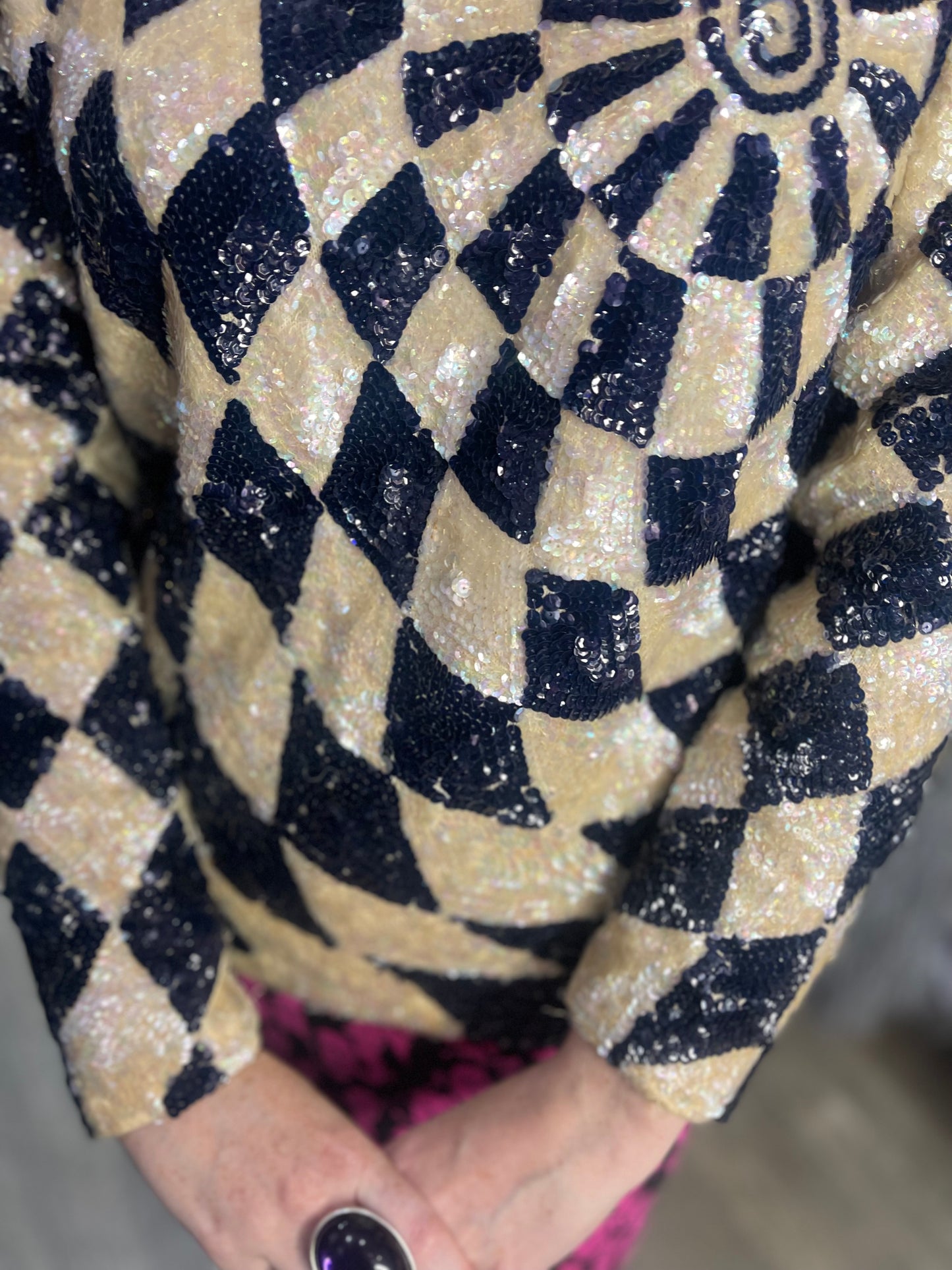 Vintage 70s Sequin Swirl Top