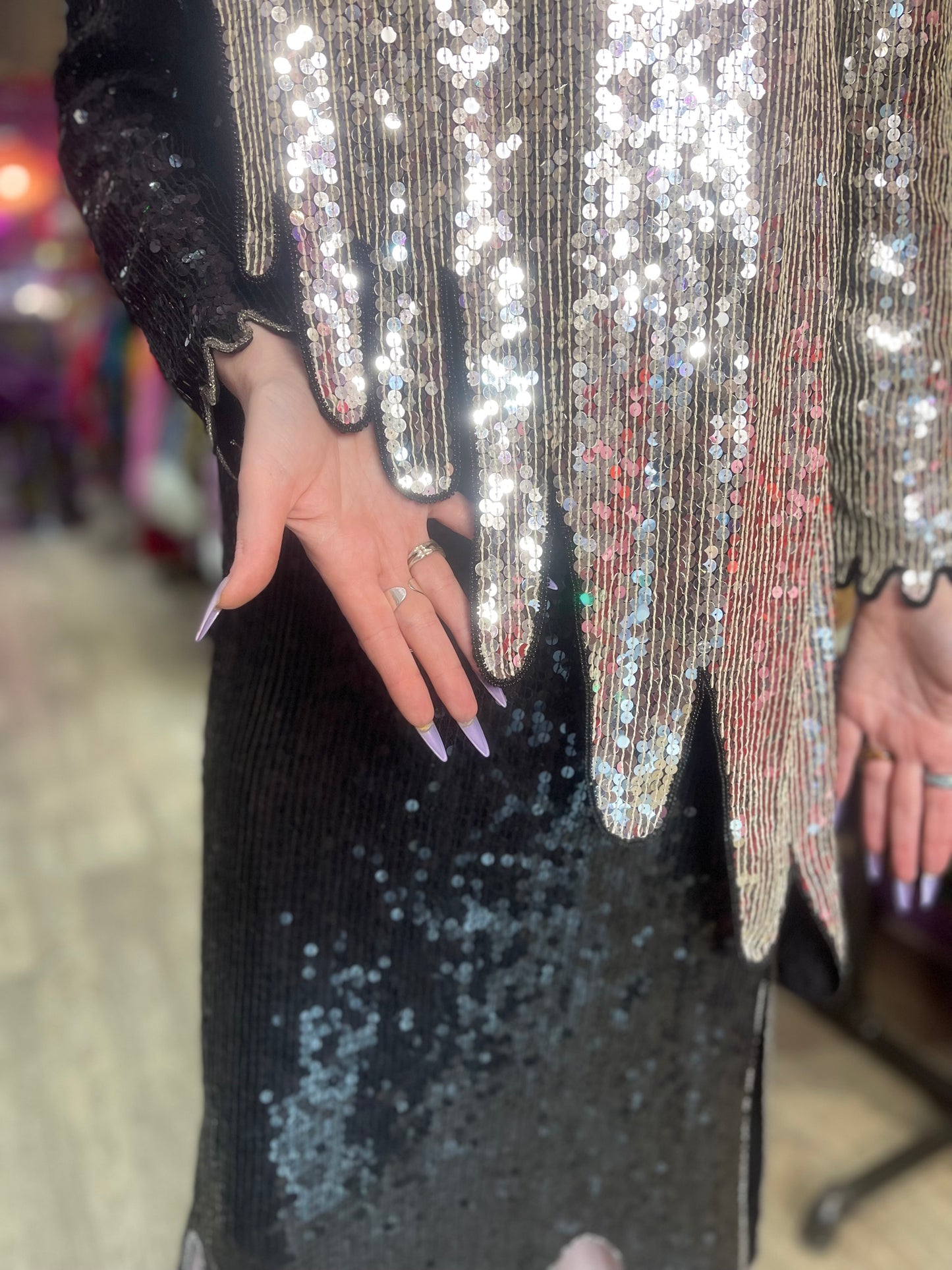 Vintage 80s Sequin Drip Style Dress - Spark Pretty