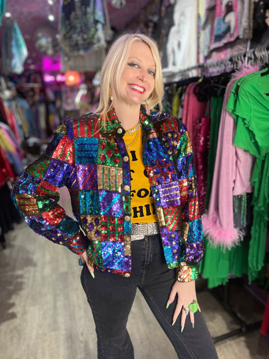 Vintage 90s Sequin Squares Jacket