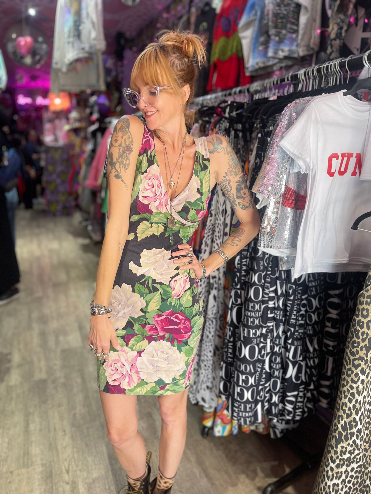 Vintage 80s Punk Label Floral Betsey Johnson Dress - Spark Pretty