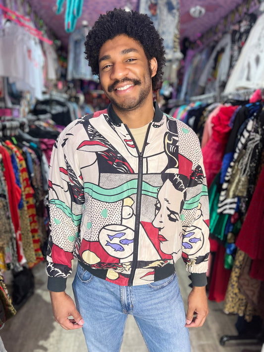 Vintage 90s Pop Art Silk Windbreaker