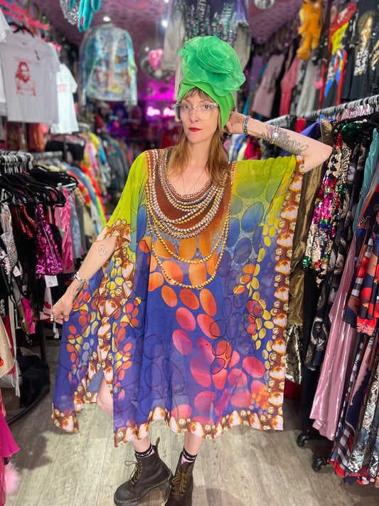 Vintage Y2K Colorful Sheer Jeweled Caftan